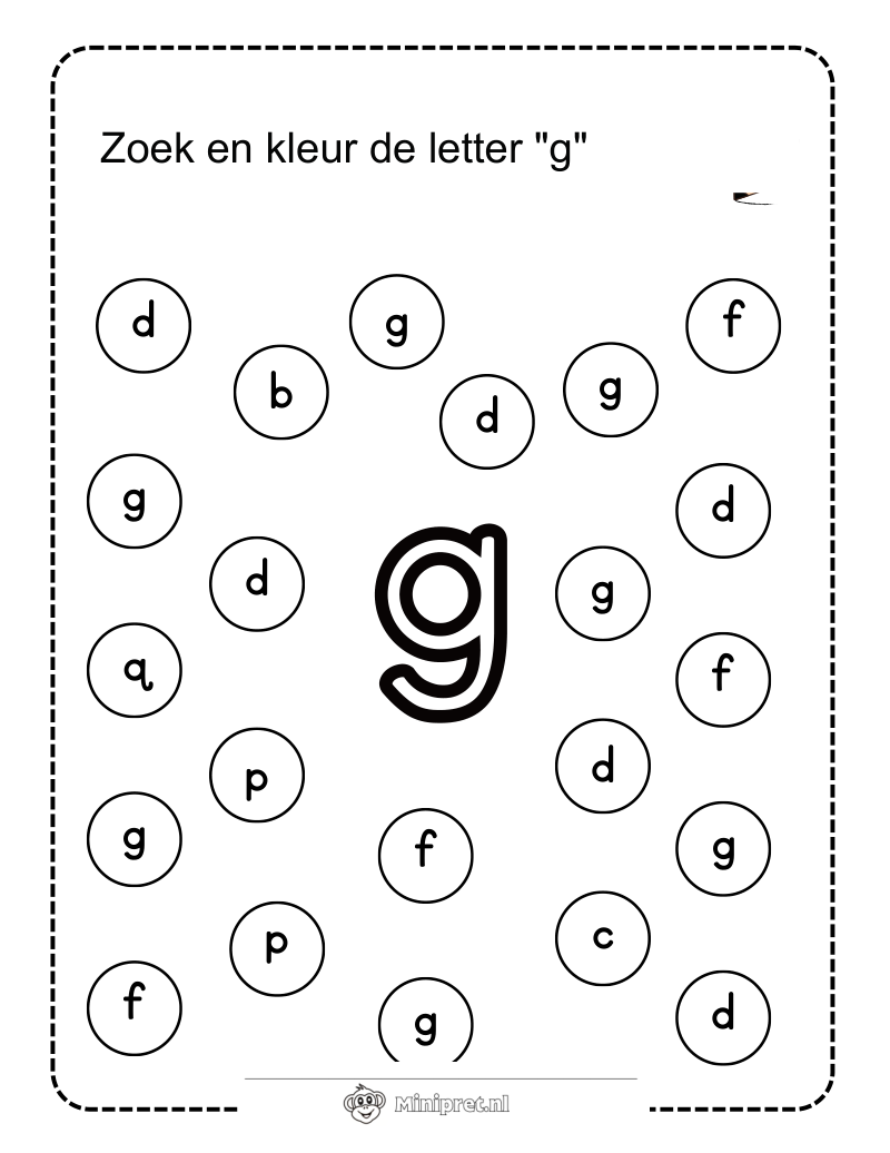 Letter G werkblad — gratis werkblad PDF