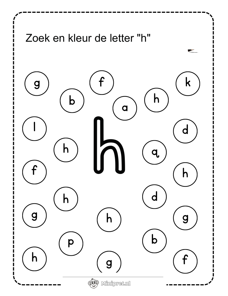 Letter H werkblad — gratis werkblad PDF