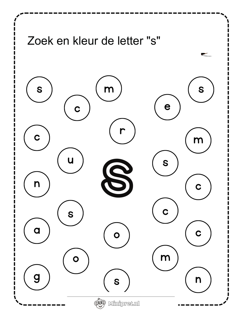 Letter S Kleurplaat — gratis kleurplaat printen