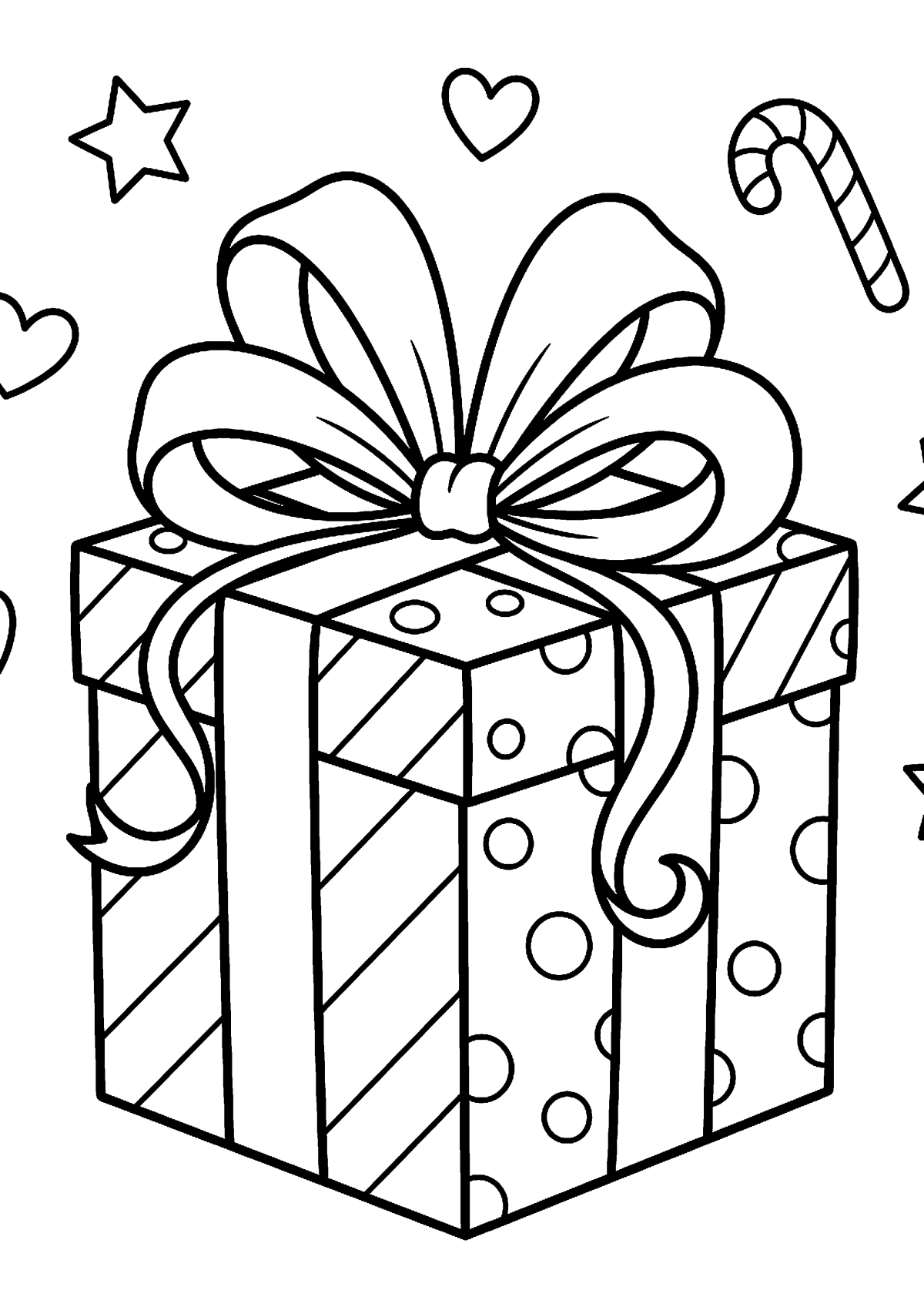 Cadeau met strik kleurplaat — gratis kleurplaat