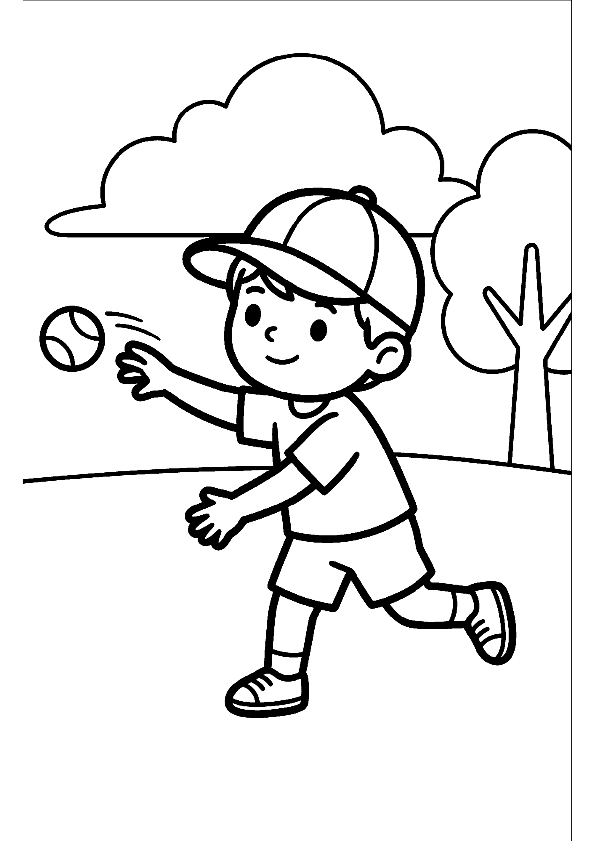 Gooiende speler kleurplaat