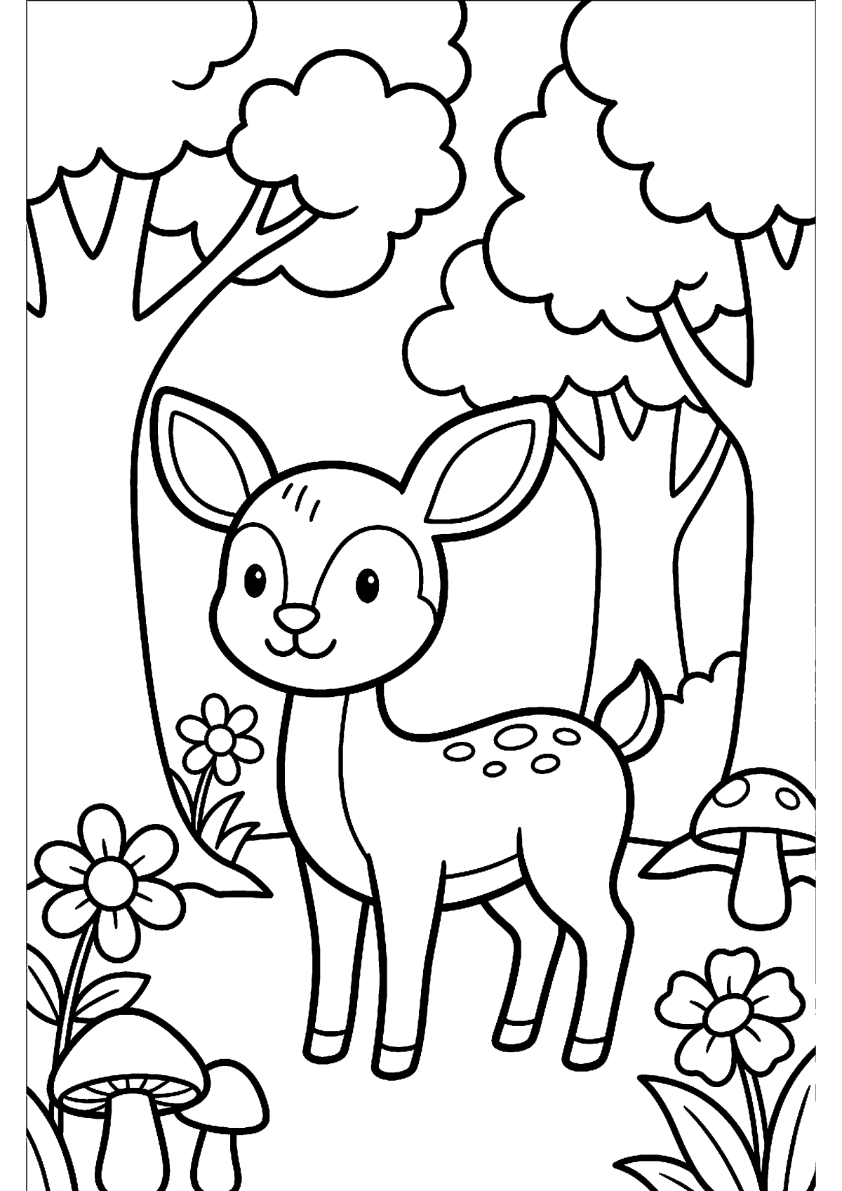 Hert in bos kleurplaat — gratis kleurplaat