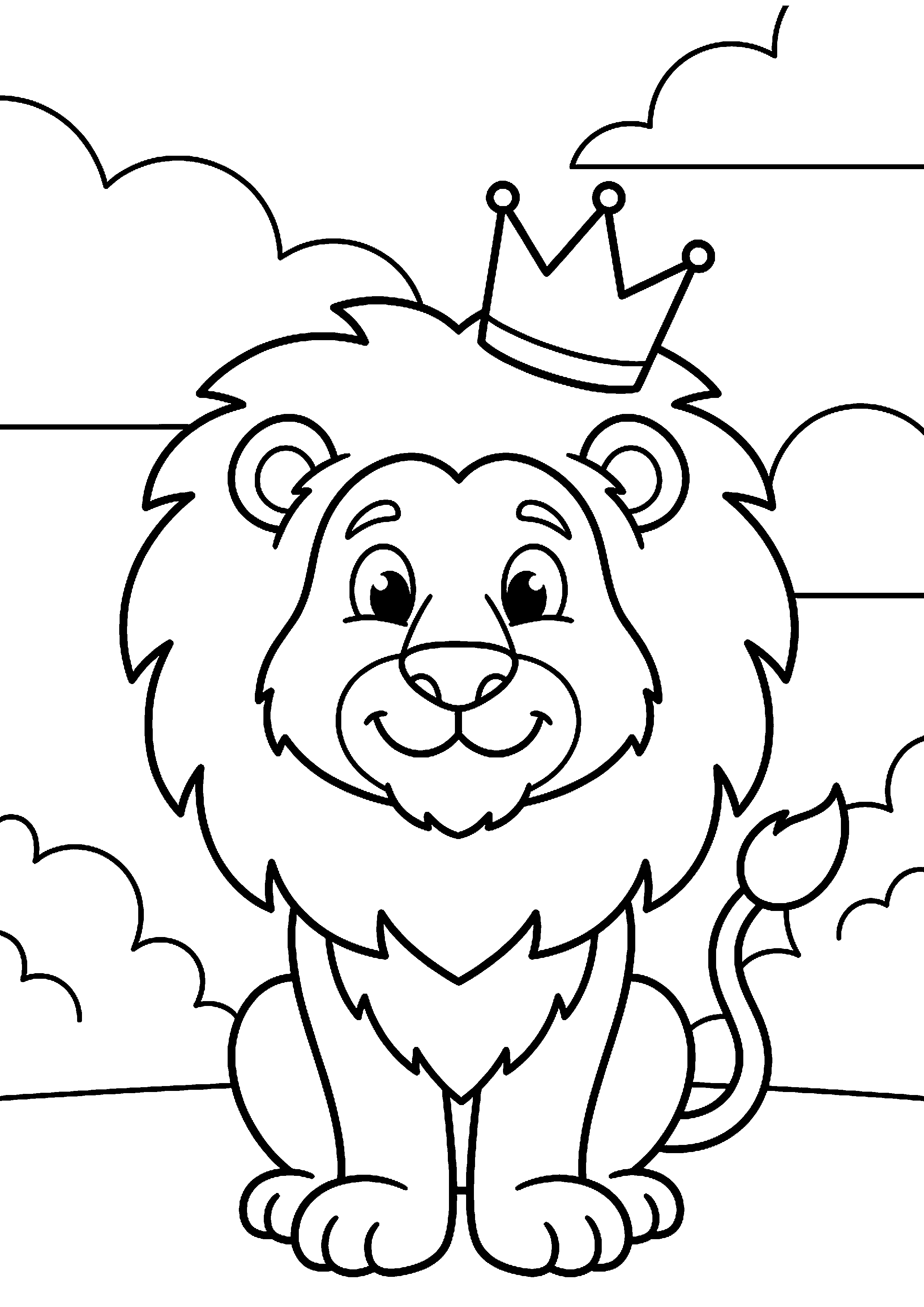Leeuw met kroon kleurplaat — gratis kleurplaat printen