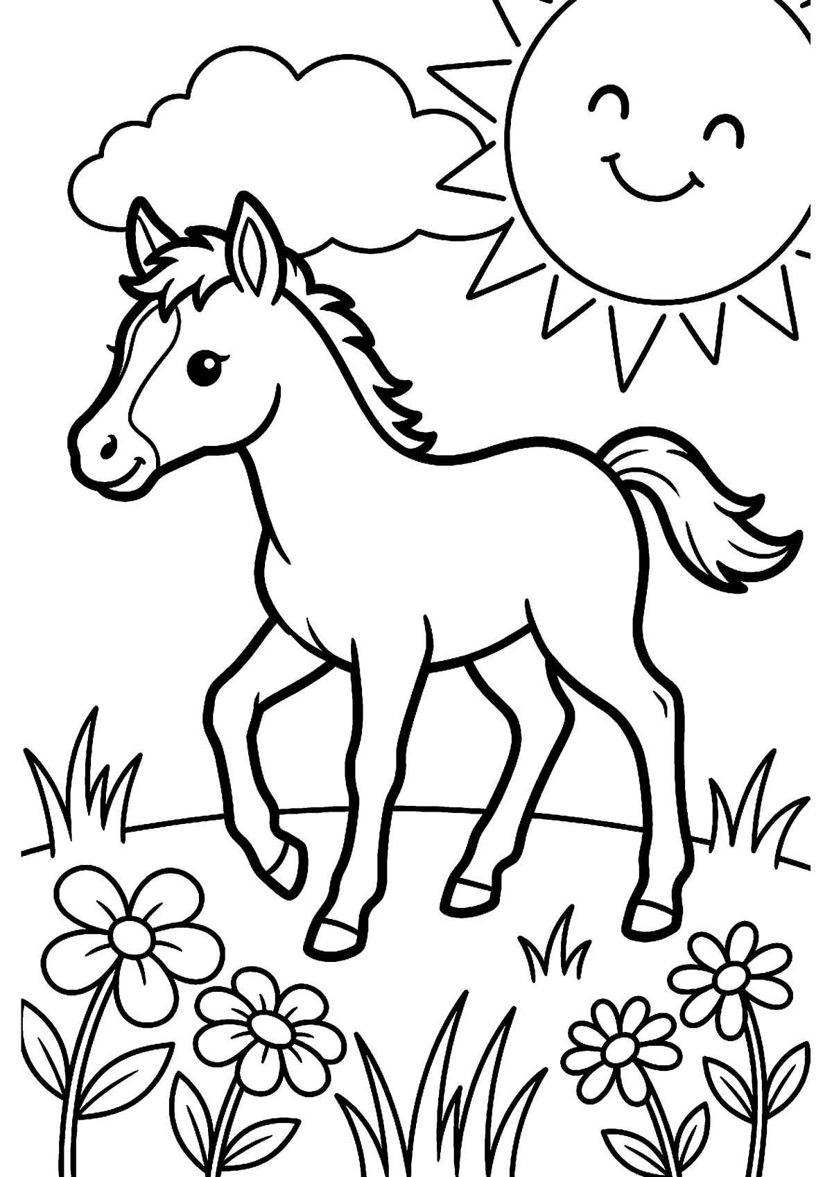 Lopend veulen kleurplaat — gratis kleurplaat