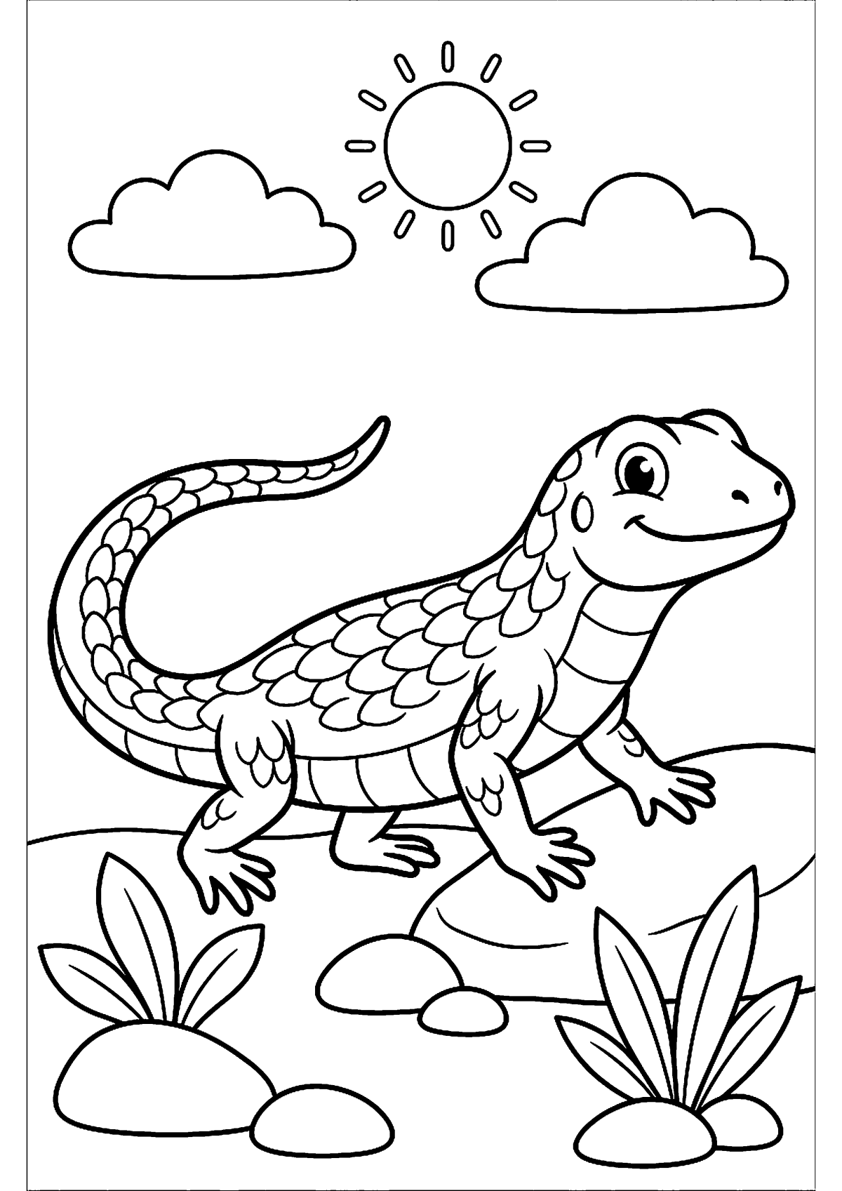 Lopende hagedis kleurplaat — gratis kleurplaat