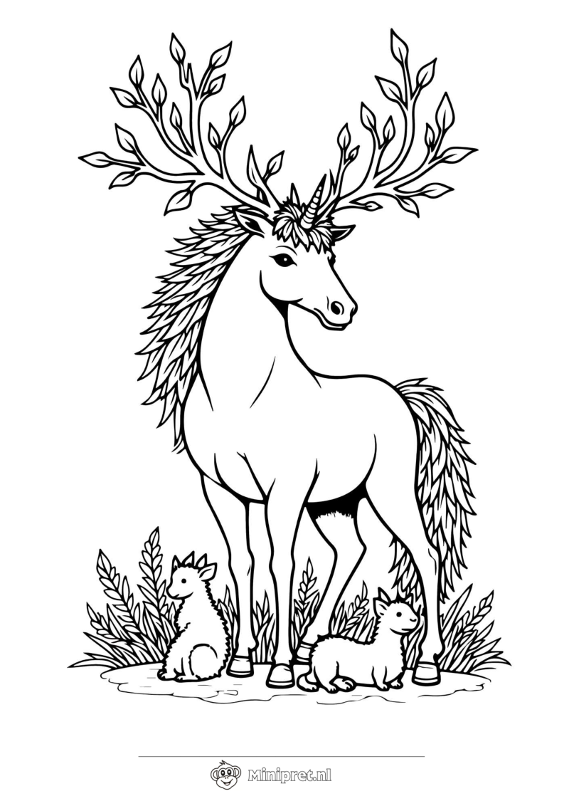 Herfst Eenhoorn kleurplaat — gratis kleurplaat