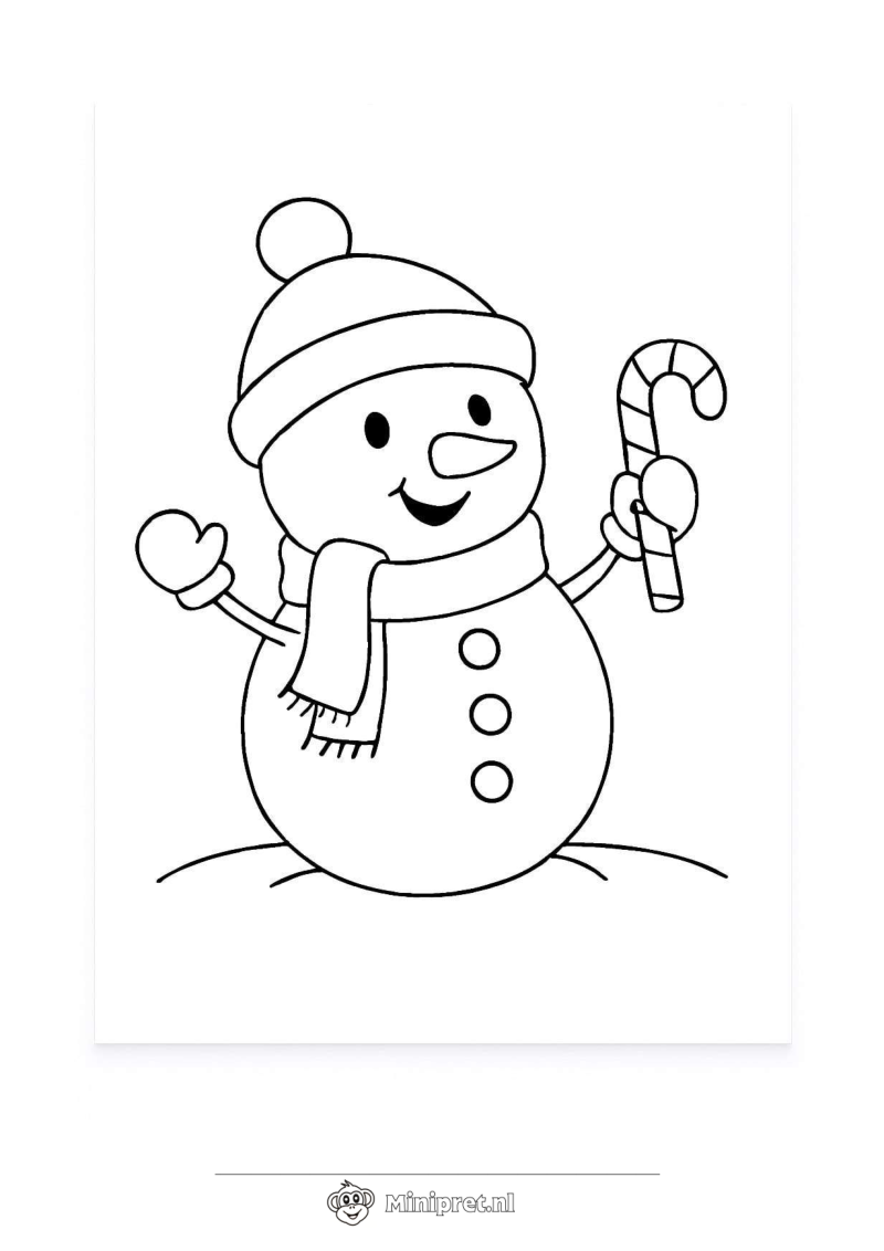 Kerst Sneeuwpop kleurplaat — gratis kleurplaat