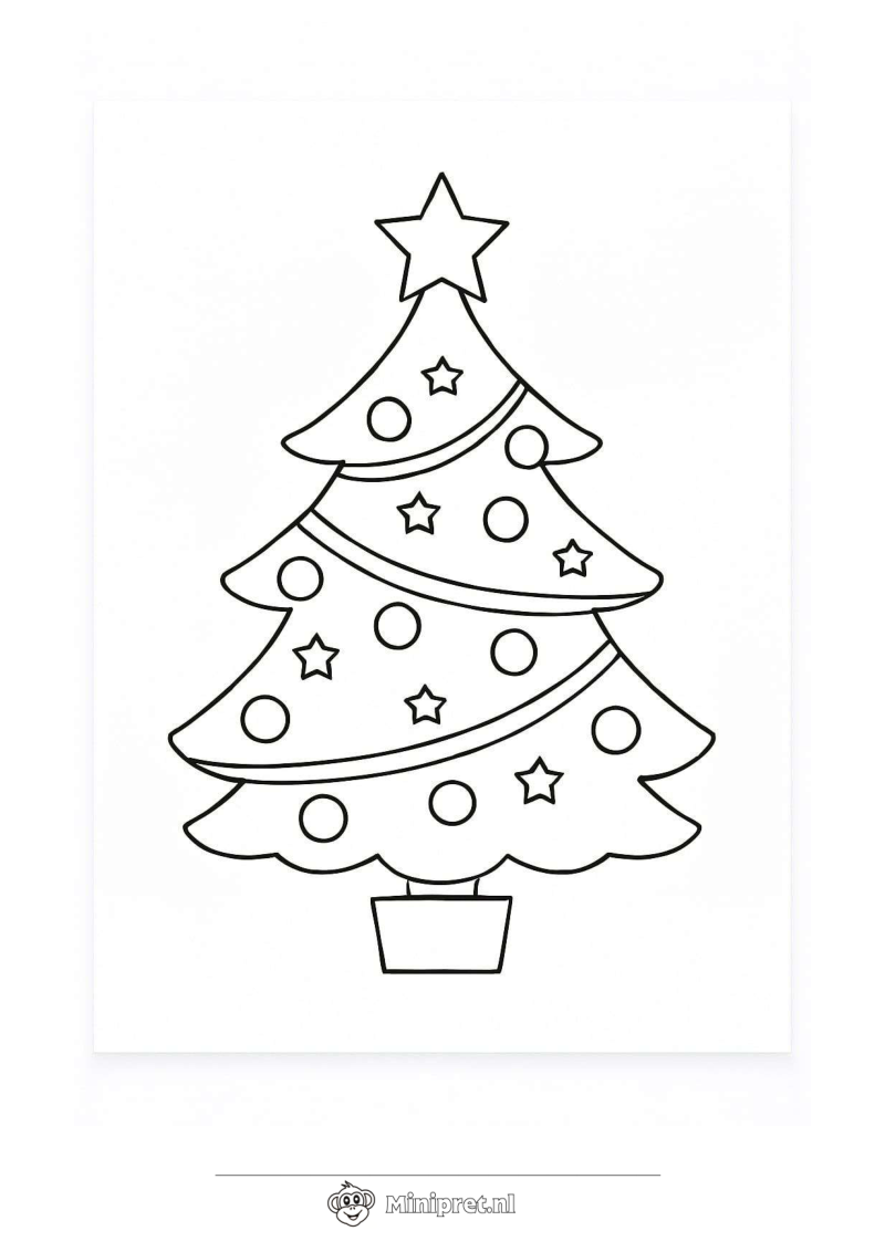 Kerstbomen kleurplaat — gratis kleurplaat printen