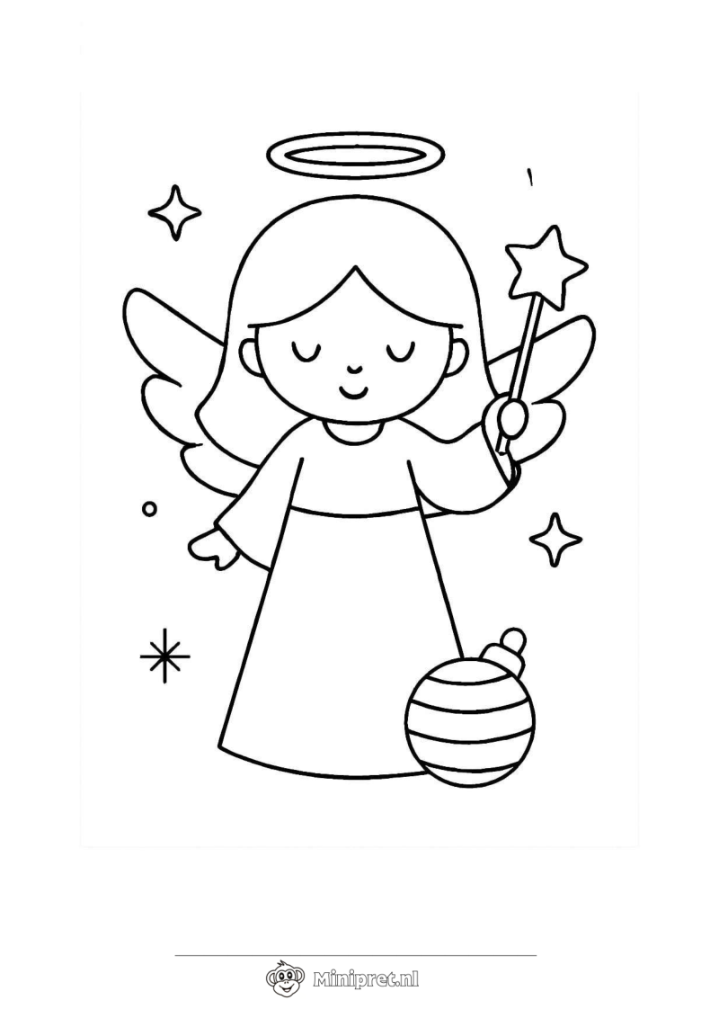 Kerstengel kleurplaat — gratis kleurplaat