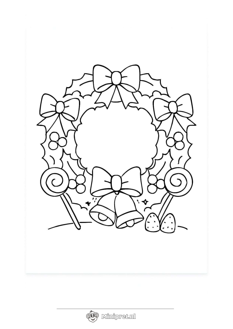 Kerstkrans kleurplaat — gratis kleurplaat