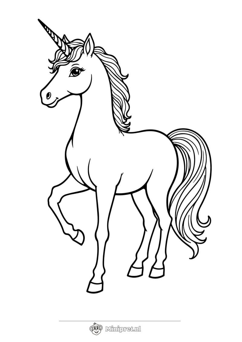 Lopende Eenhoorn kleurplaat — gratis kleurplaat