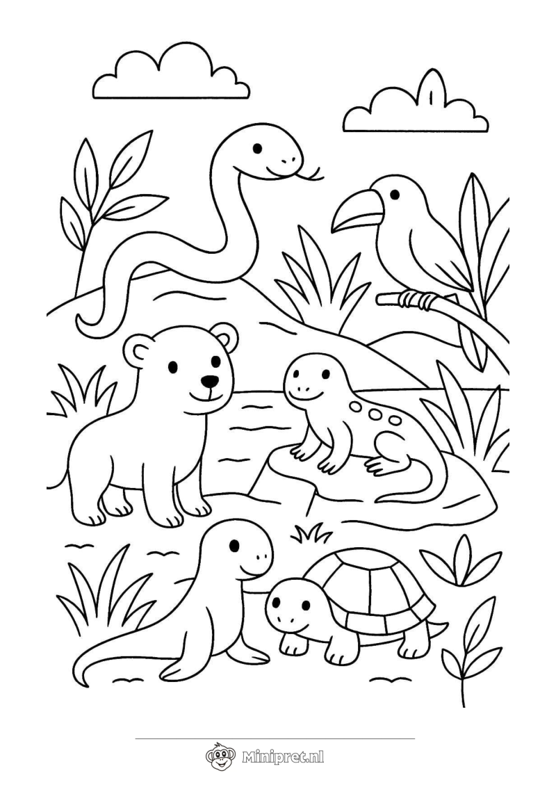 Papagaai in de Jungle kleurplaat — gratis kleurplaat