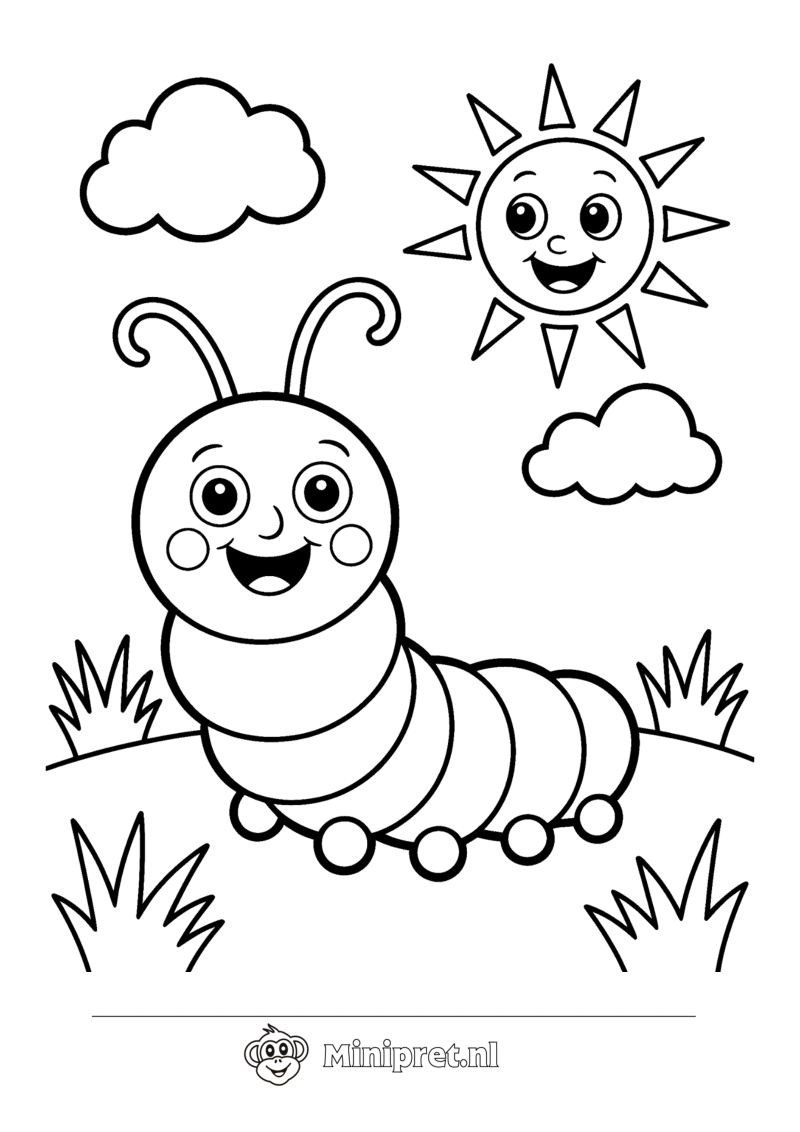 Rups in de Zon kleurplaat — gratis kleurplaat