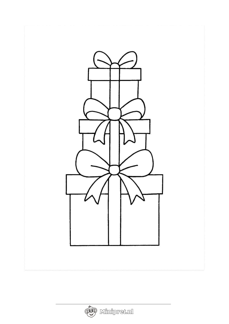 Stapel Kerstcadeaus kleurplaat — gratis kleurplaat