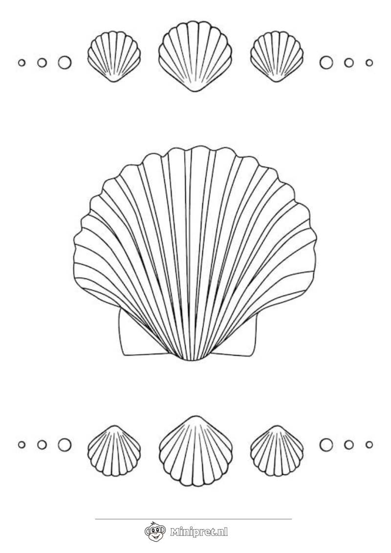 Strand met Schelpen kleurplaat — gratis kleurplaat printen