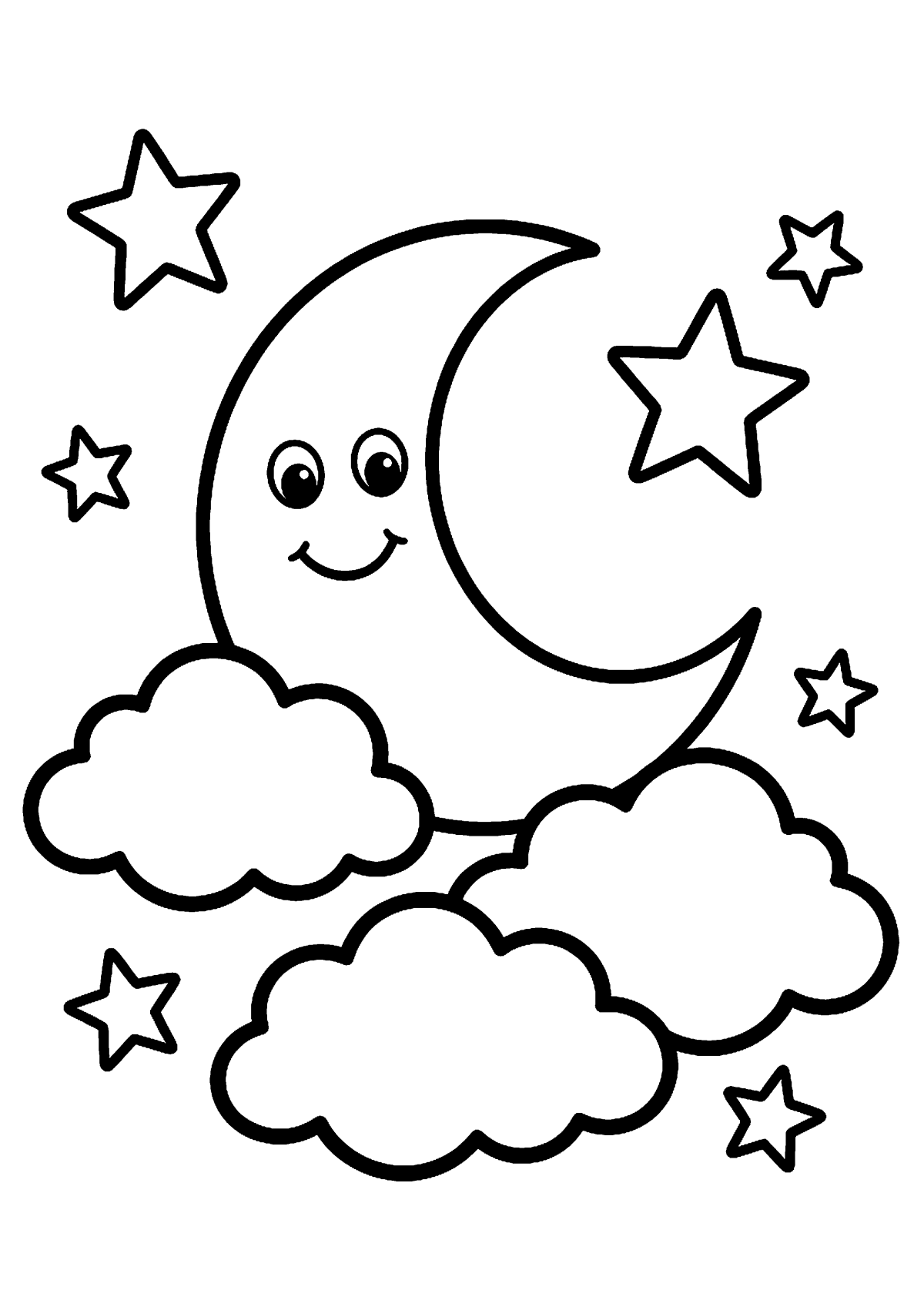 Maan in lucht kleurplaat — gratis kleurplaat