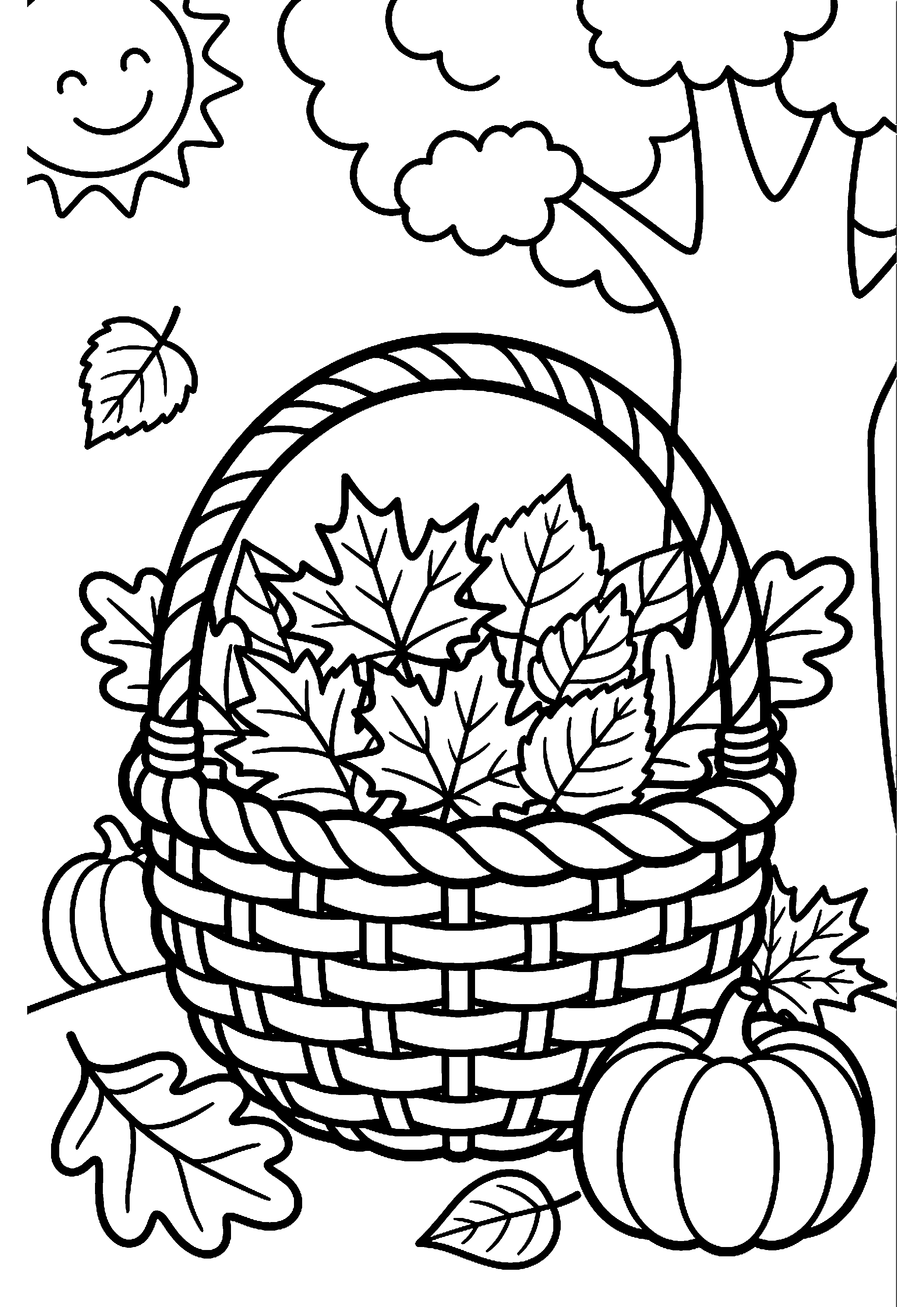 Mand met herfstbladeren kleurplaat — gratis kleurplaat printen