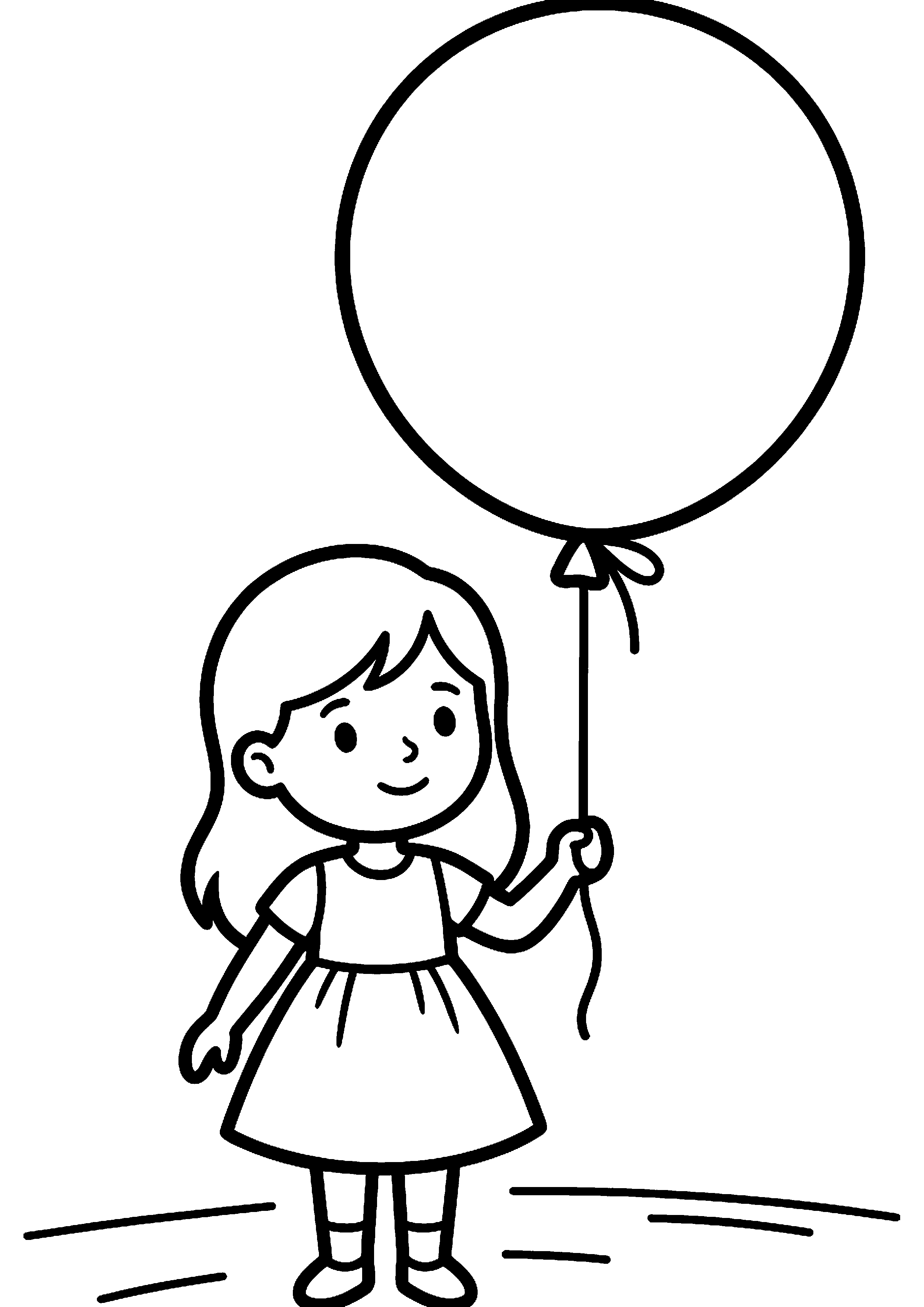 Meisje met grote ballon kleurplaat — gratis kleurplaat printen
