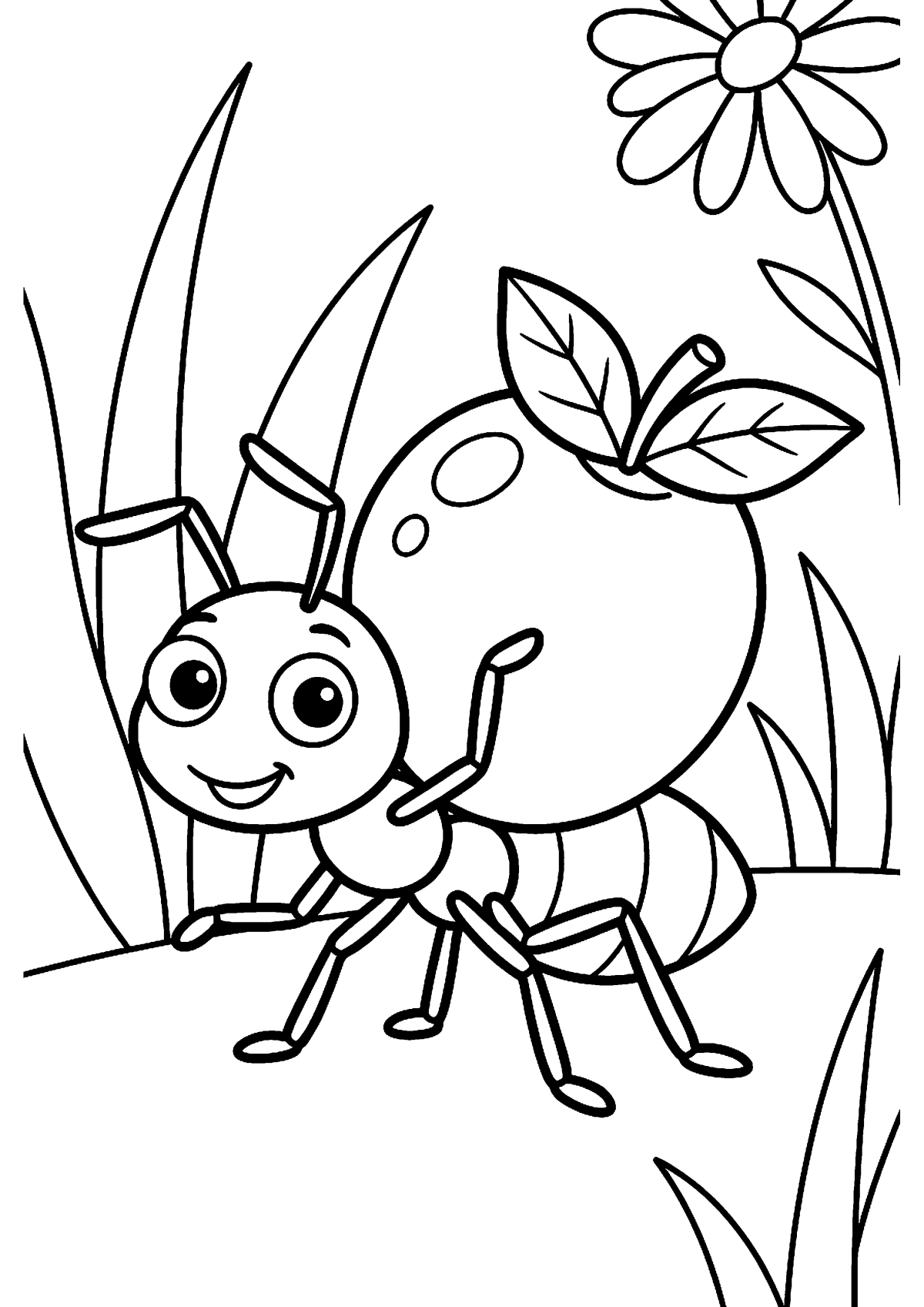 Mier met eten kleurplaat