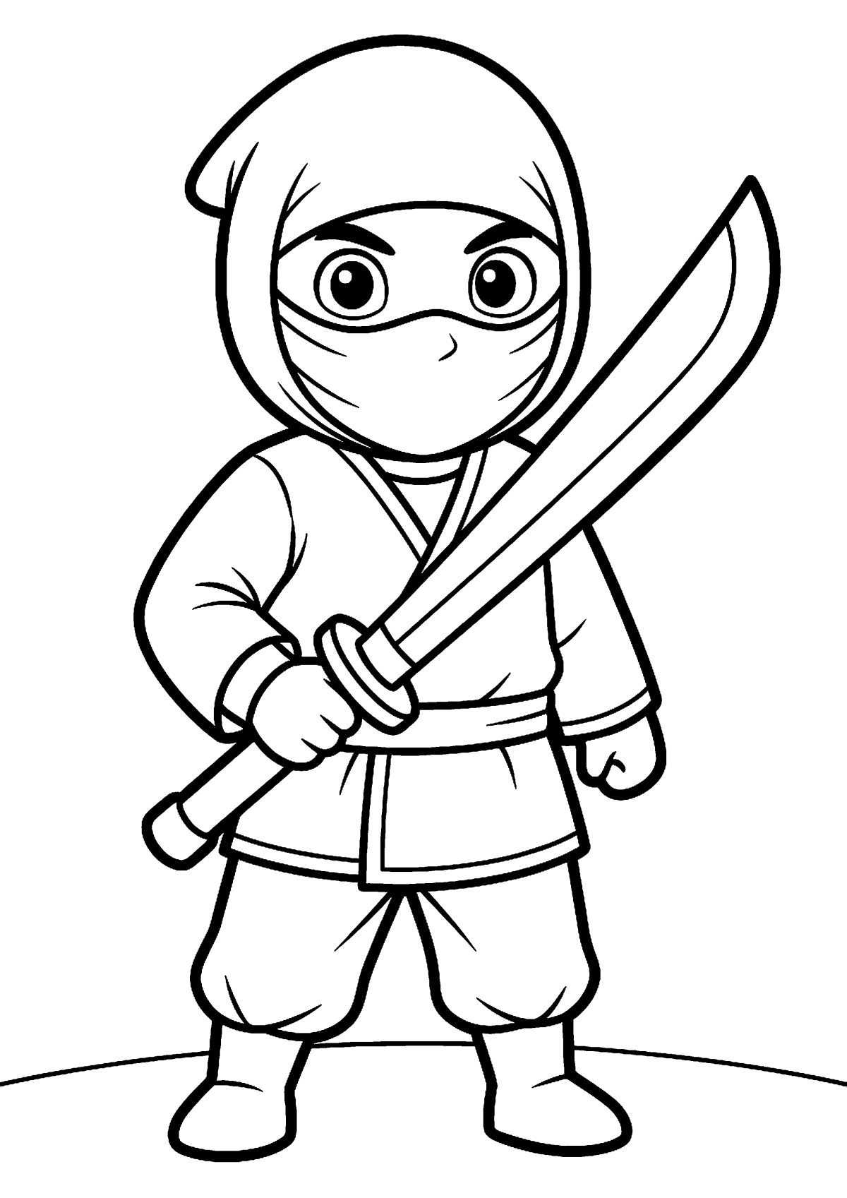 Ninja met zwaard kleurplaat