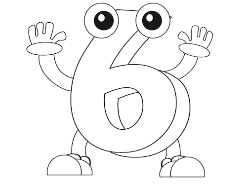 Nummer 6 Kleurplaat — gratis kleurplaat