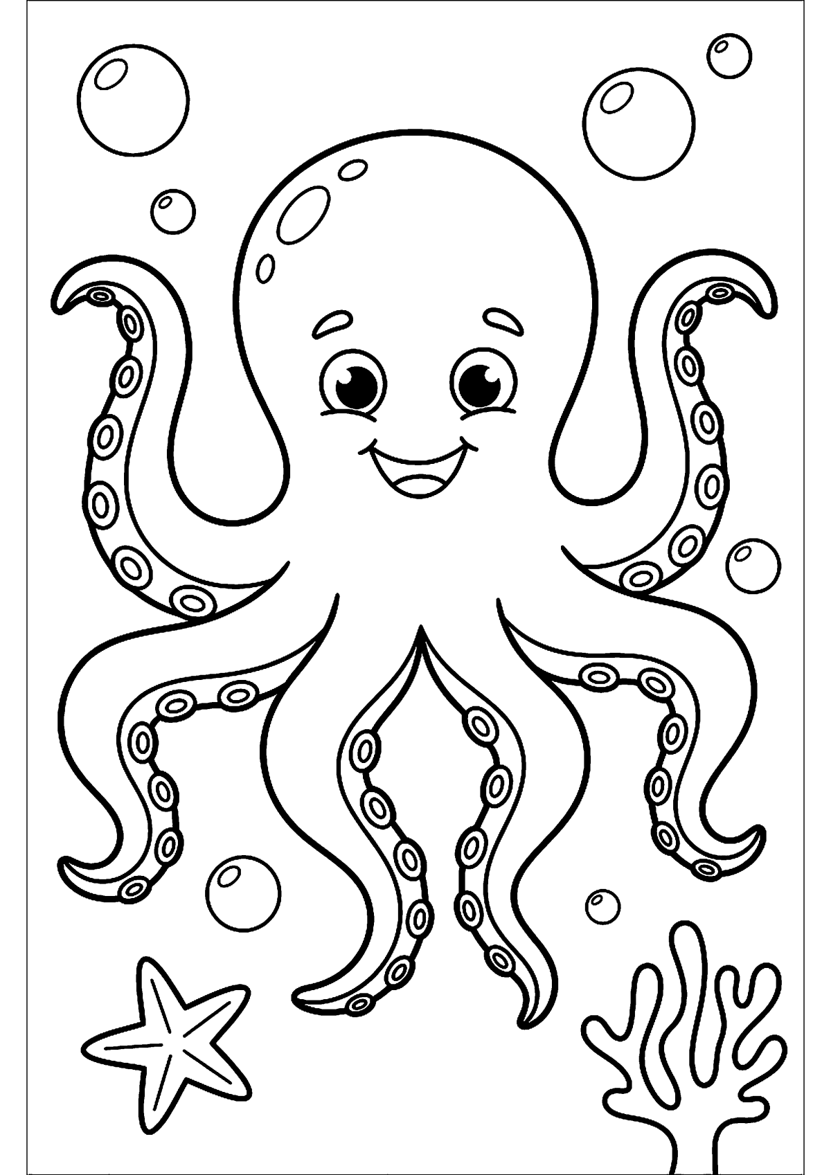 Octopus met armen kleurplaat — gratis kleurplaat