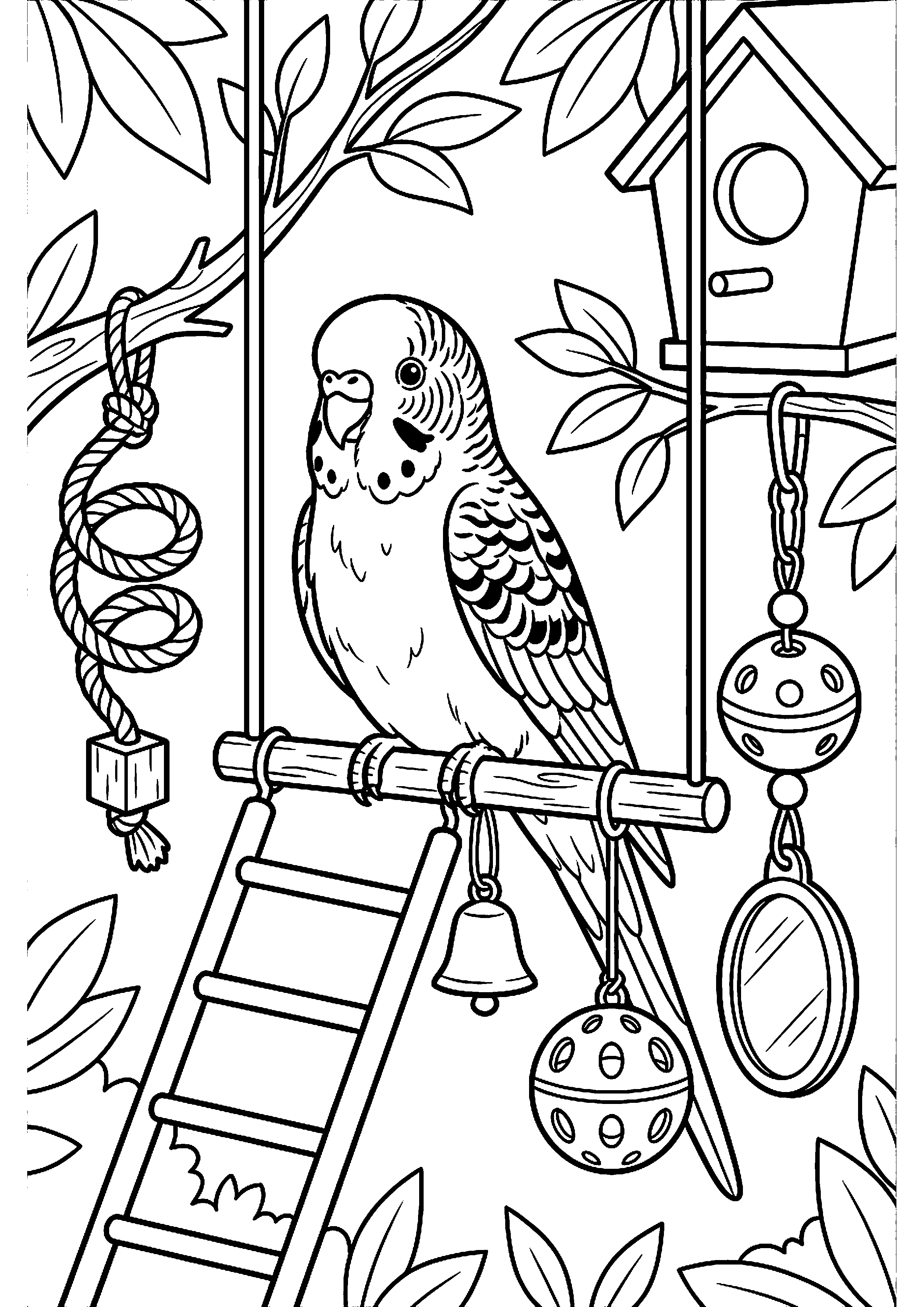Parkiet met speeltjes kleurplaat — gratis kleurplaat