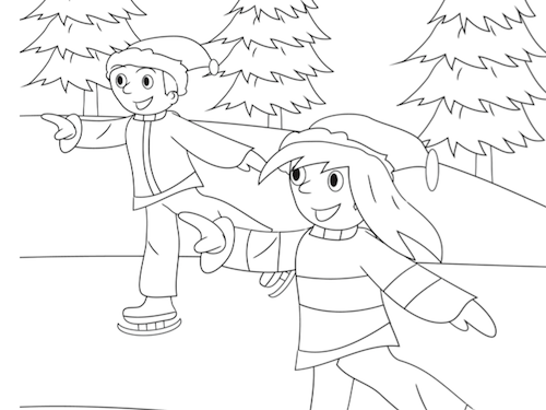 Schaatsen Kleurplaat — gratis kleurplaat