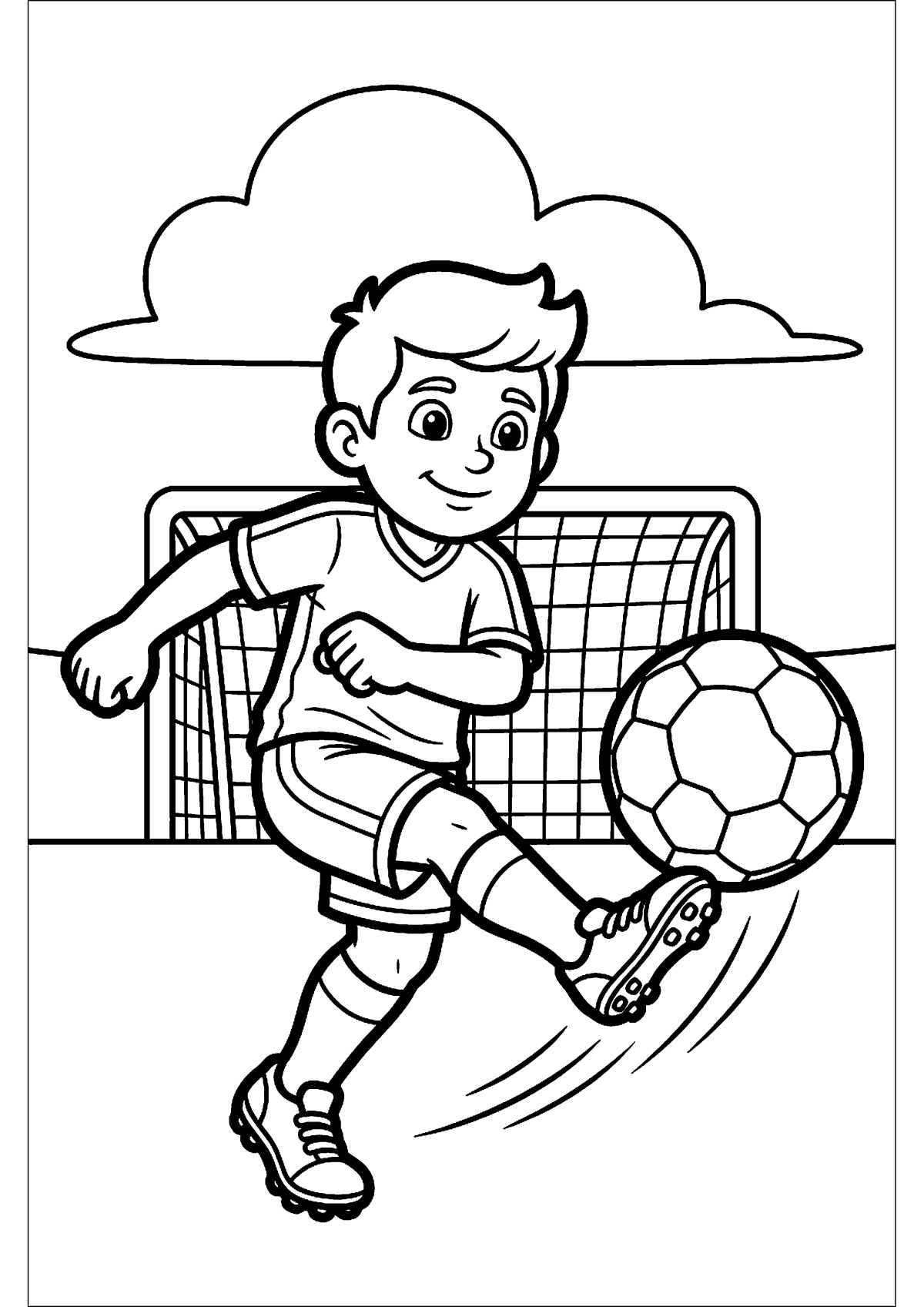 Schietende voetballer kleurplaat