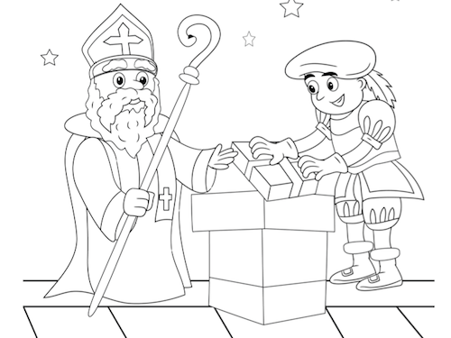 Sint en Piet op het Dak Kleurplaat — gratis kleurplaat
