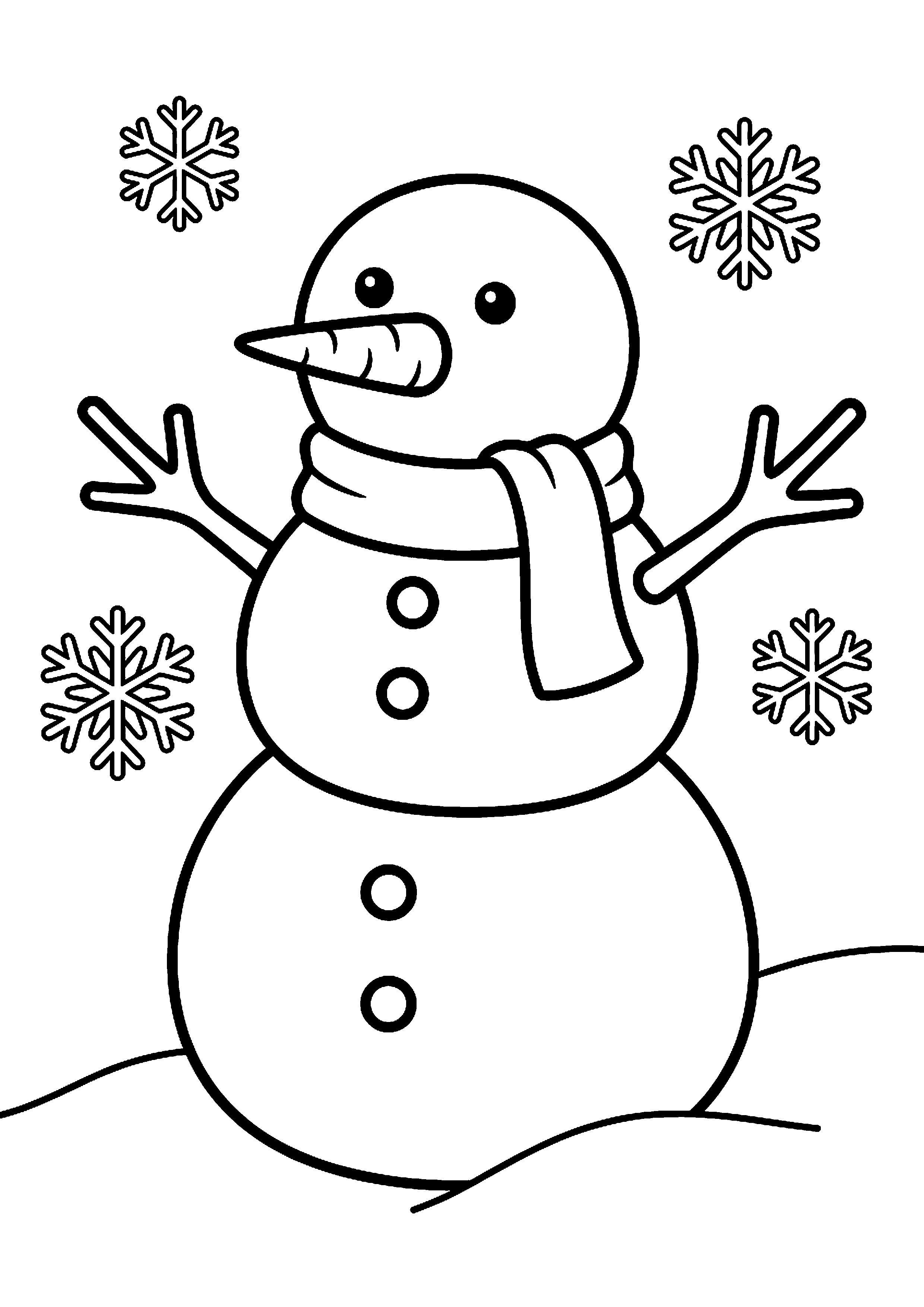 Sneeuwpop met wortelneus kleurplaat — gratis kleurplaat printen