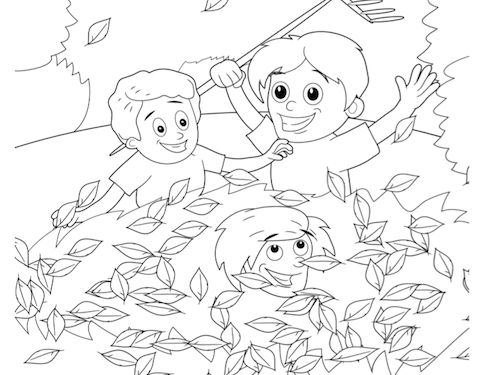 Spelen met Blaadjes Kleurplaat — gratis kleurplaat