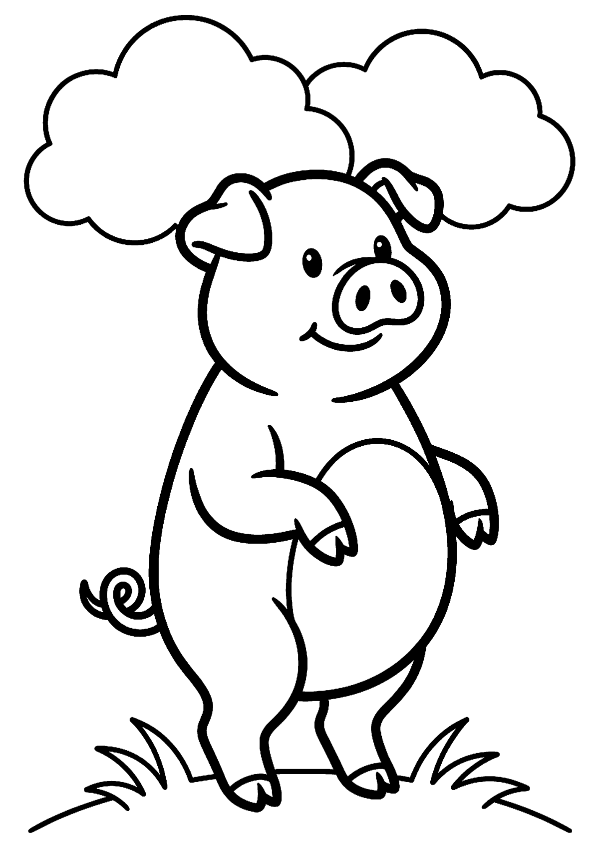 Staand varken kleurplaat — gratis kleurplaat printen