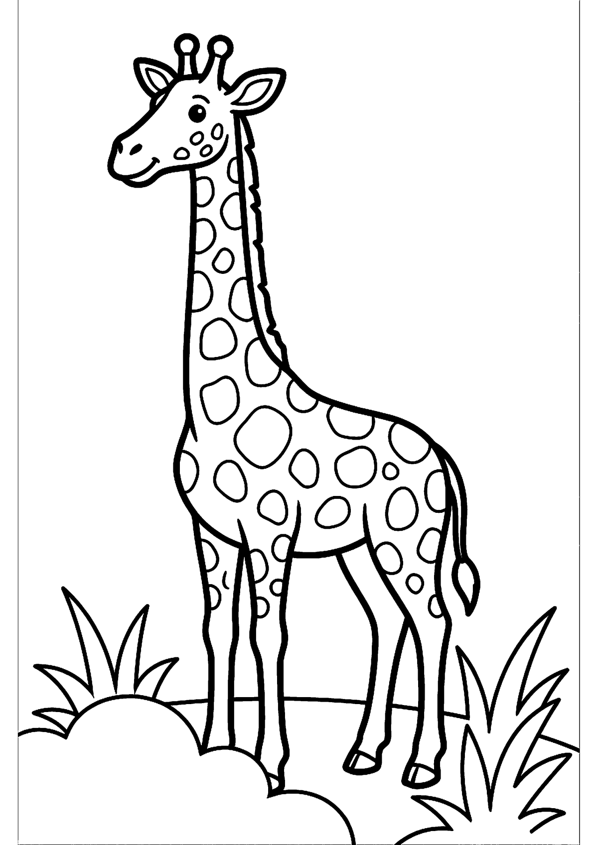 Staande giraffe kleurplaat — gratis kleurplaat printen