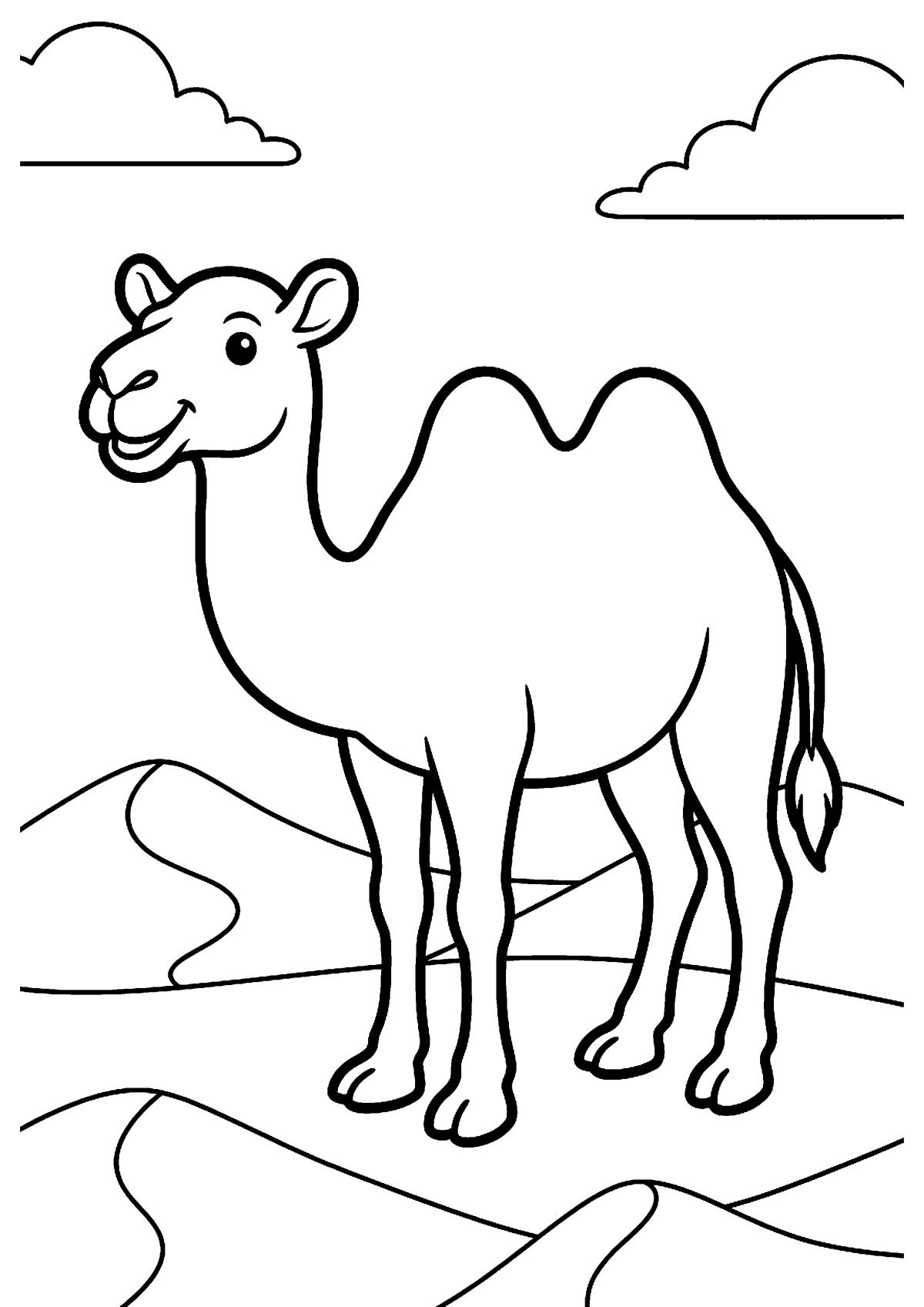 Staande kameel kleurplaat — gratis kleurplaat