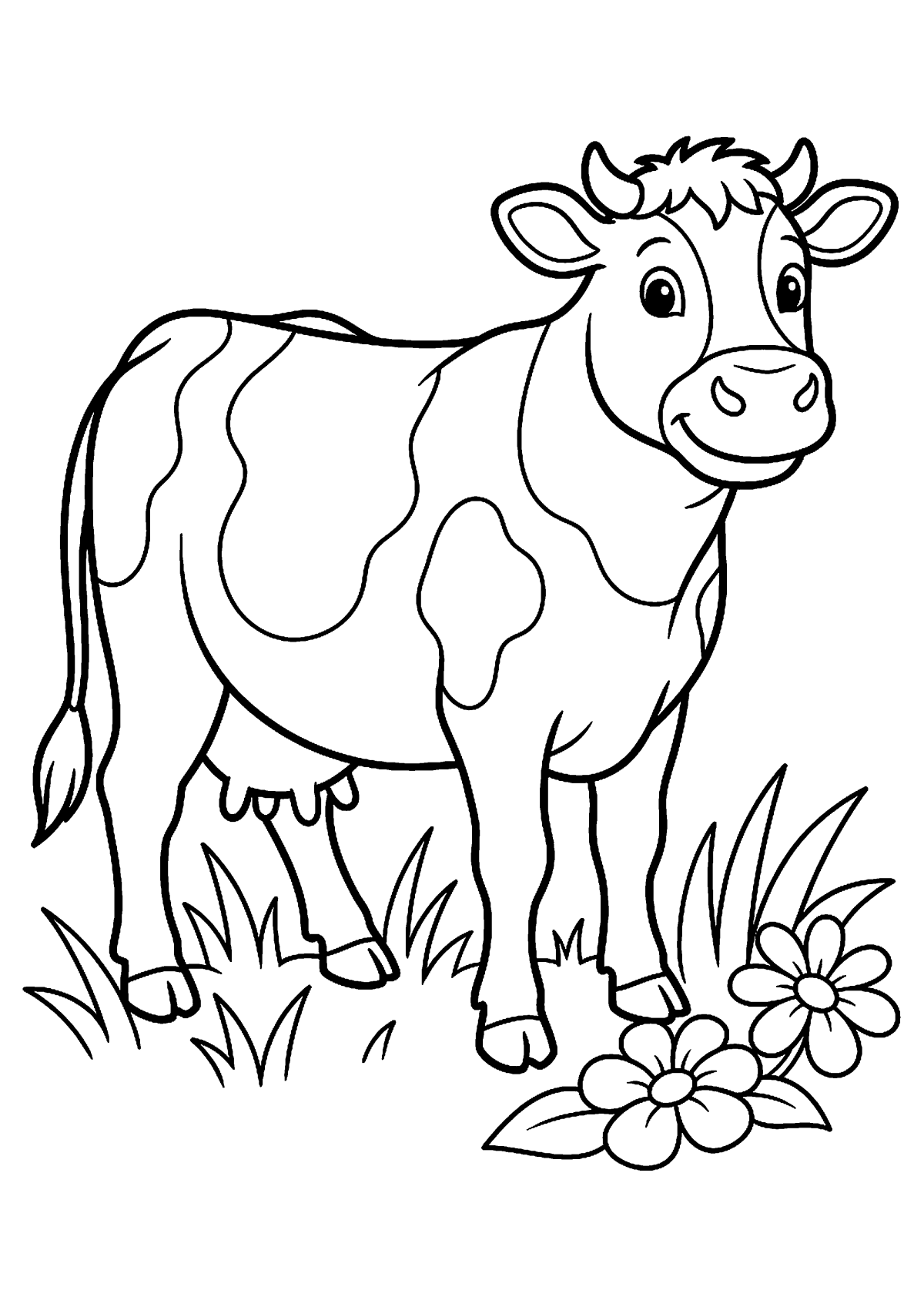 Staande koe kleurplaat — gratis kleurplaat