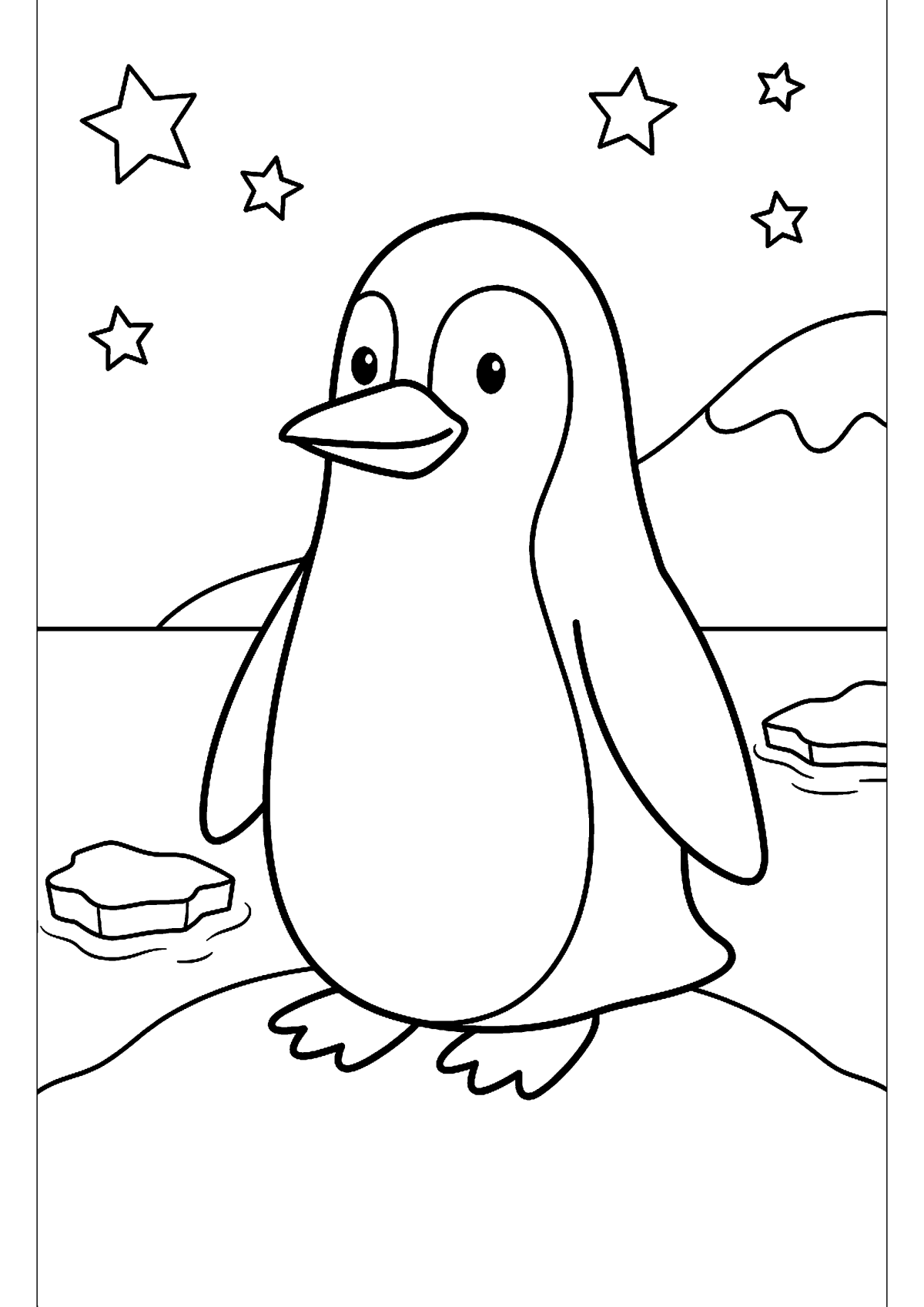 Staande pinguin kleurplaat — gratis kleurplaat printen