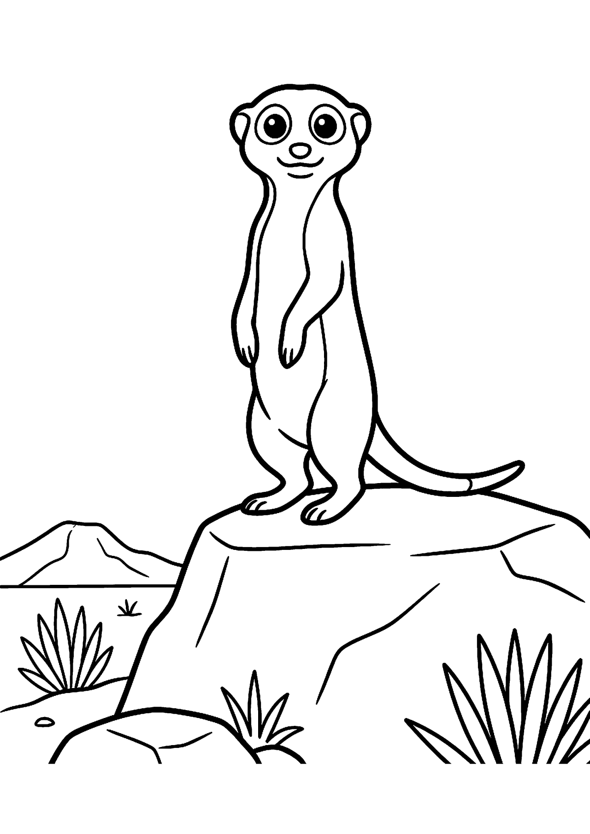 Stokstaartje rechtop kleurplaat — gratis kleurplaat printen