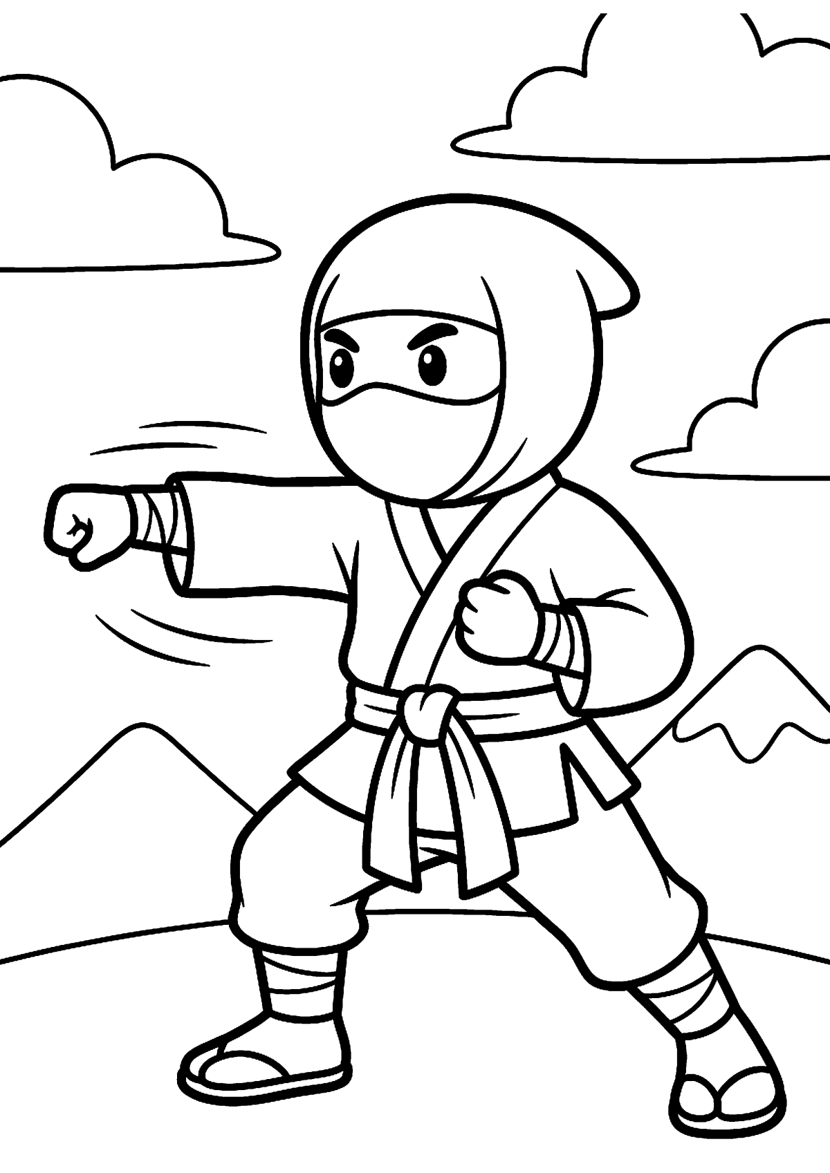 Vechtende ninja kleurplaat