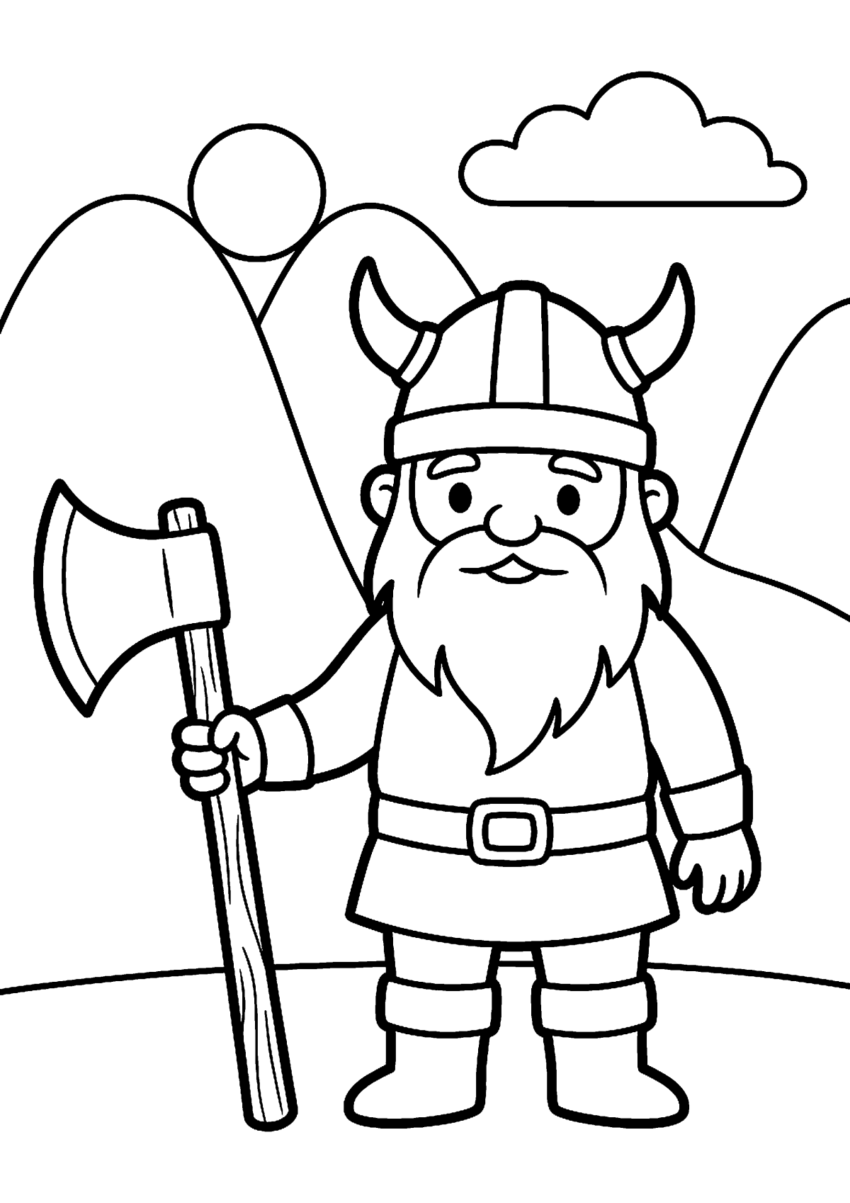 Viking met bijl kleurplaat — gratis kleurplaat