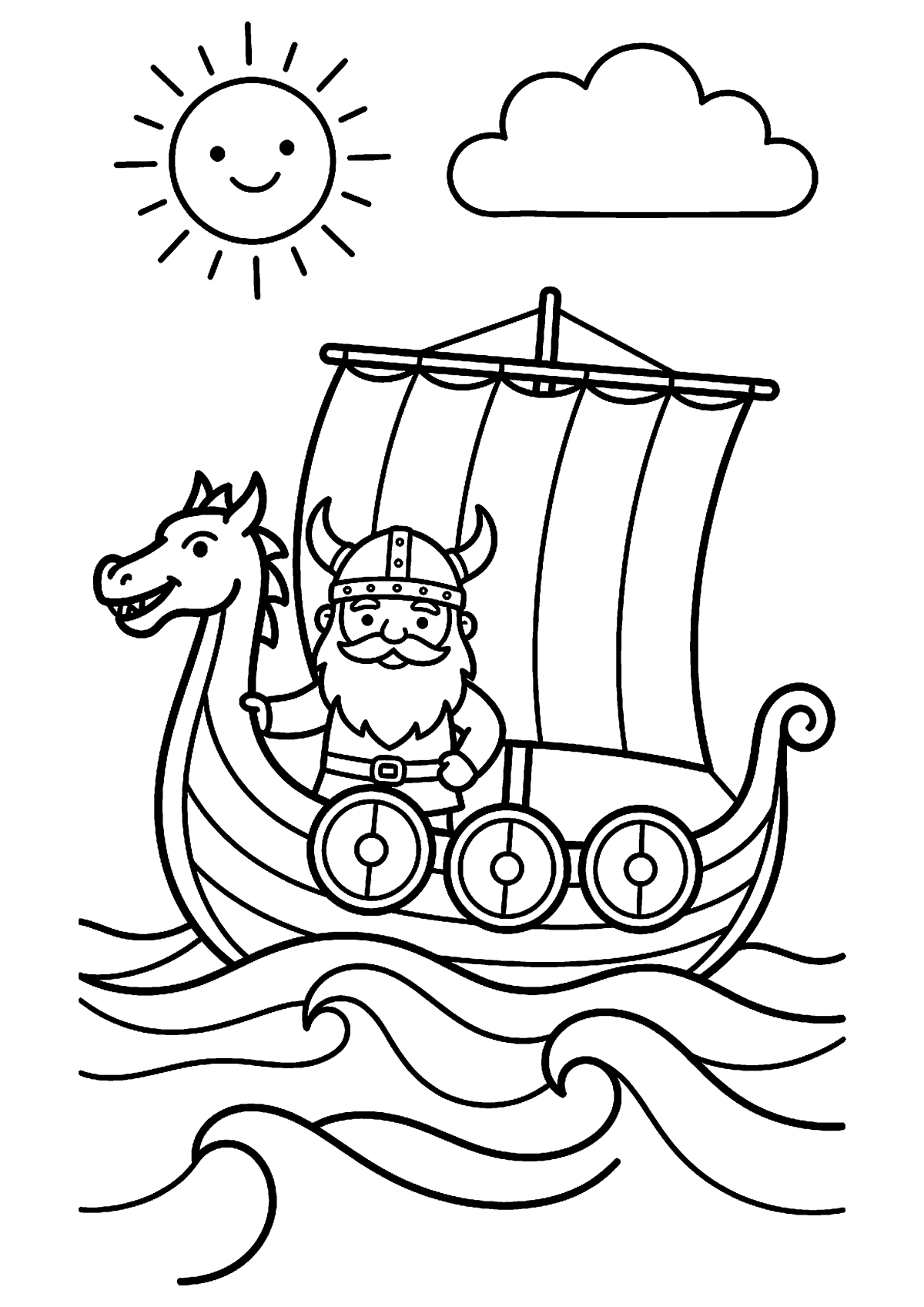 Viking op schip kleurplaat — gratis kleurplaat