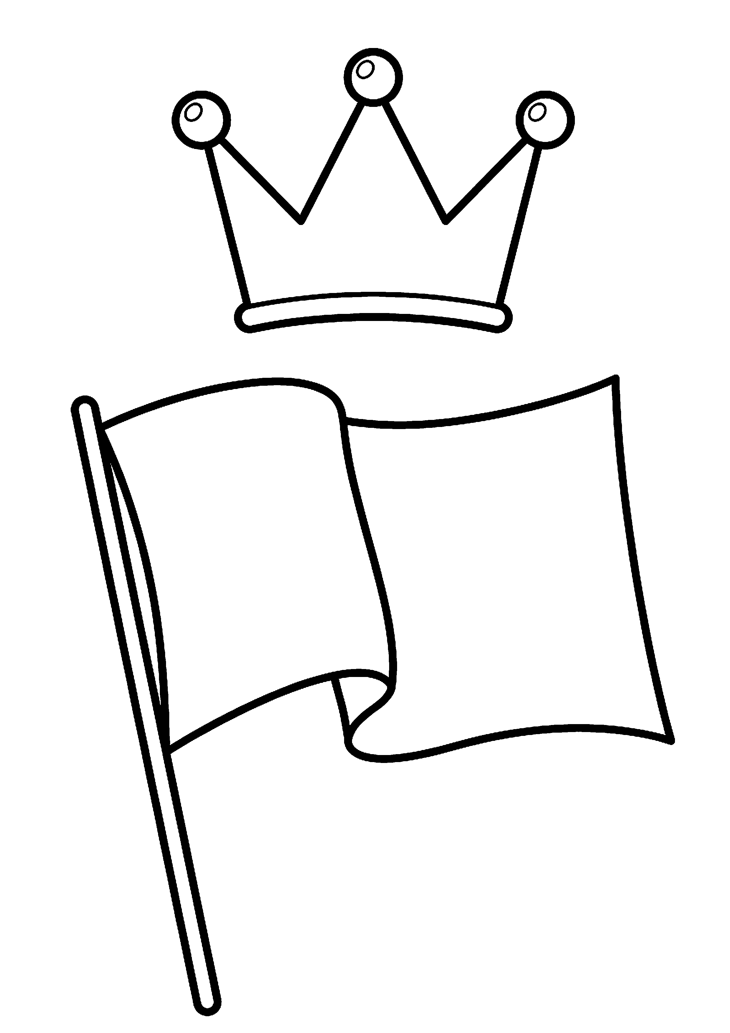Vlag met kroon erboven kleurplaat — gratis kleurplaat printen