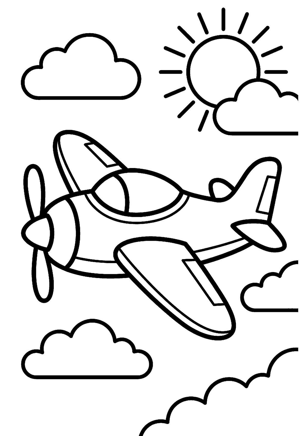 Vliegend vliegtuig kleurplaat — gratis kleurplaat