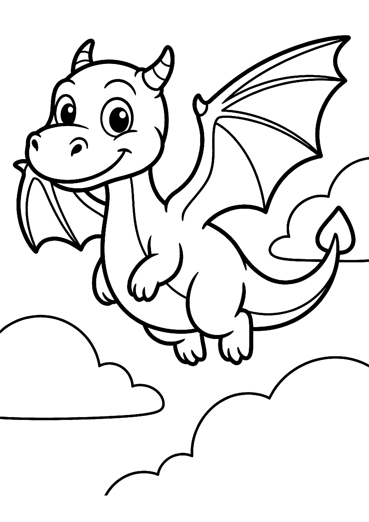 Vliegende draak kleurplaat — gratis kleurplaat