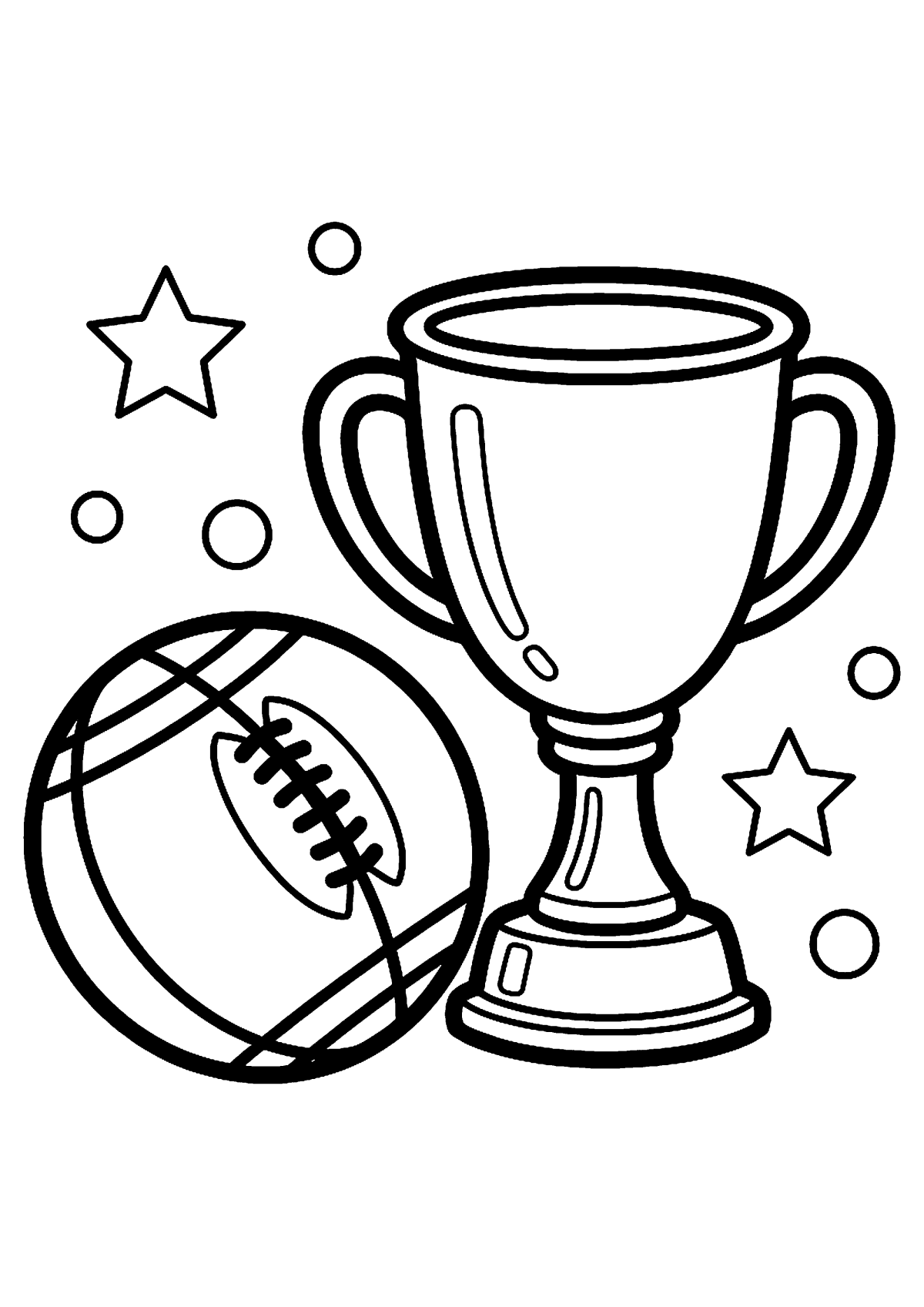 Voetbal en beker kleurplaat — gratis kleurplaat