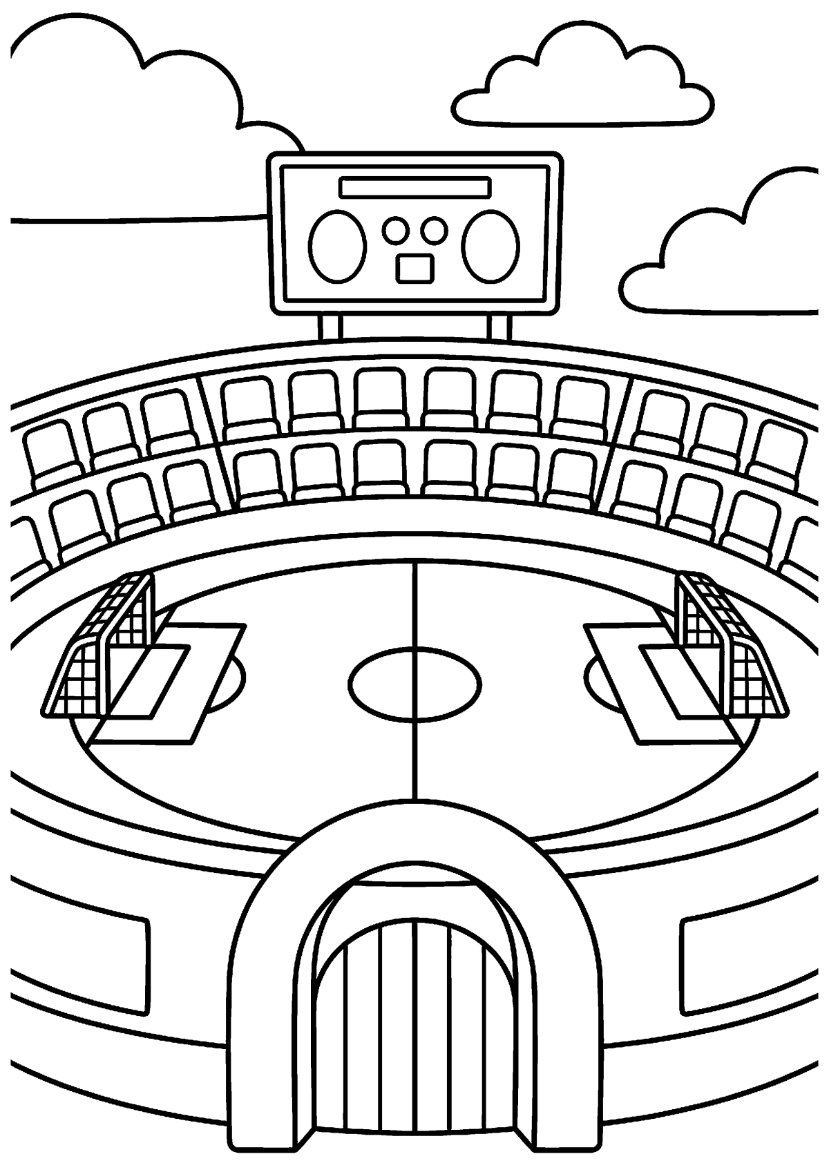 Voetbal stadion kleurplaat — gratis kleurplaat