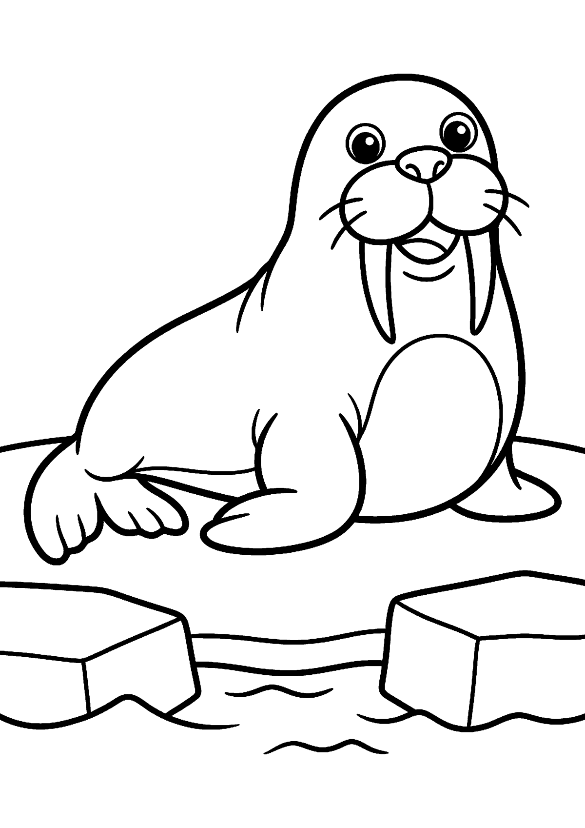 Walrus met slagtanden kleurplaat — gratis kleurplaat