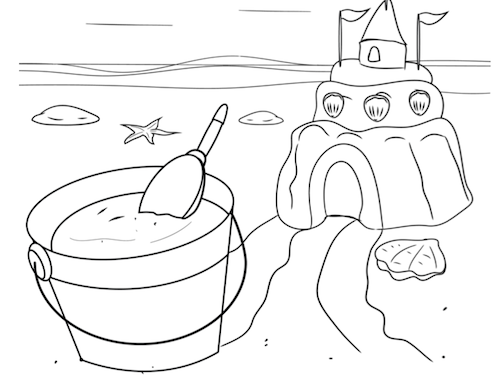 Zandkasteel Kleurplaat — gratis kleurplaat