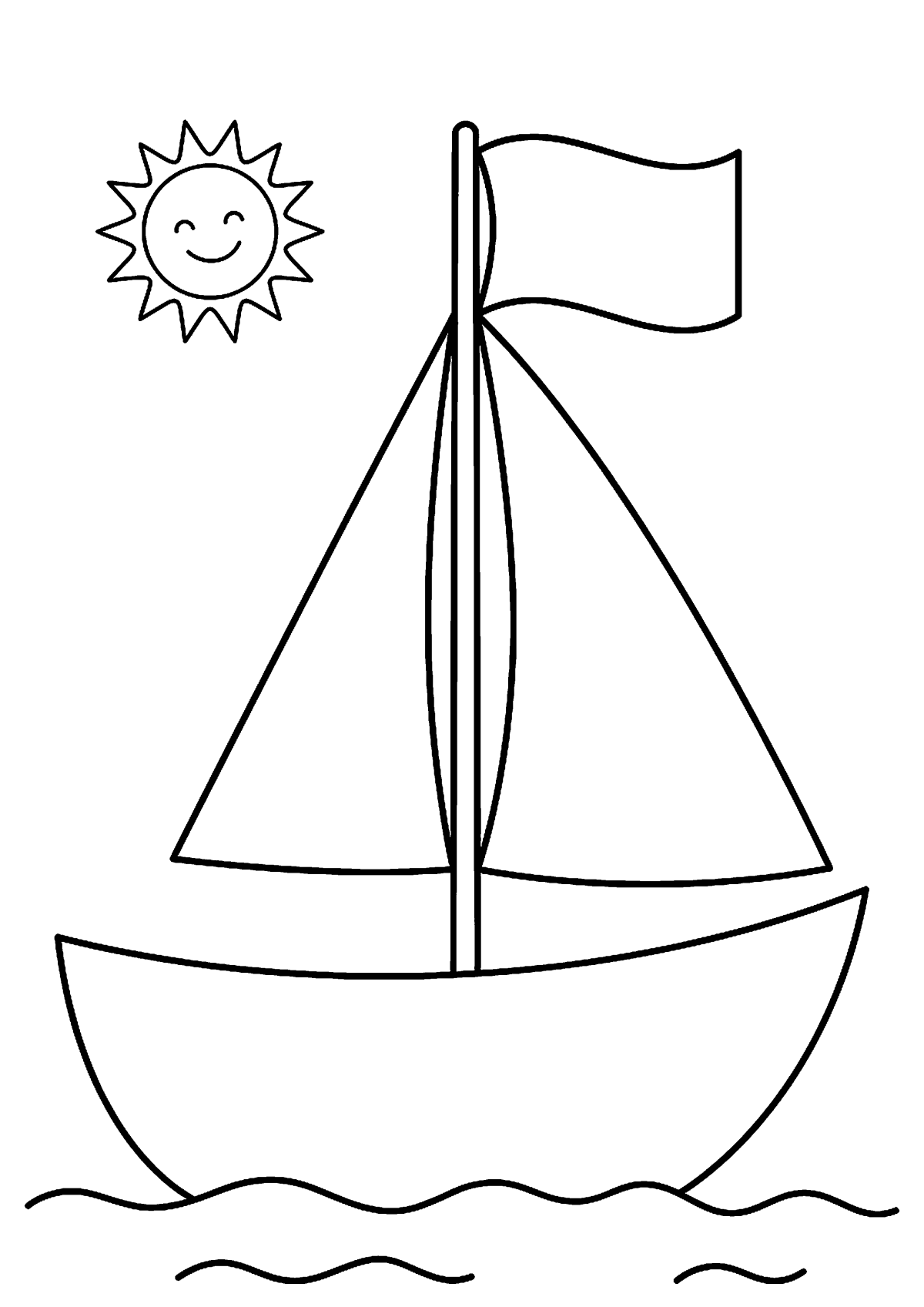 Zeilboot met vlag kleurplaat — gratis kleurplaat