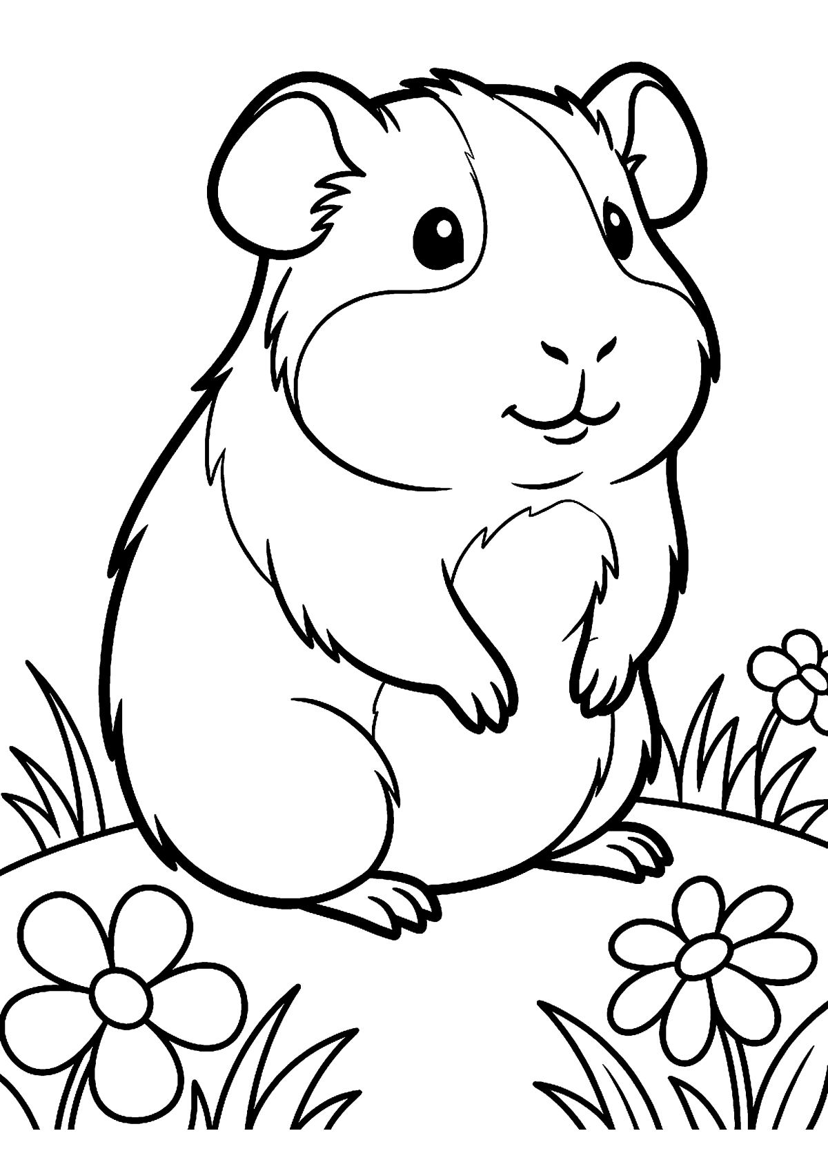 Zittende cavia kleurplaat — gratis kleurplaat